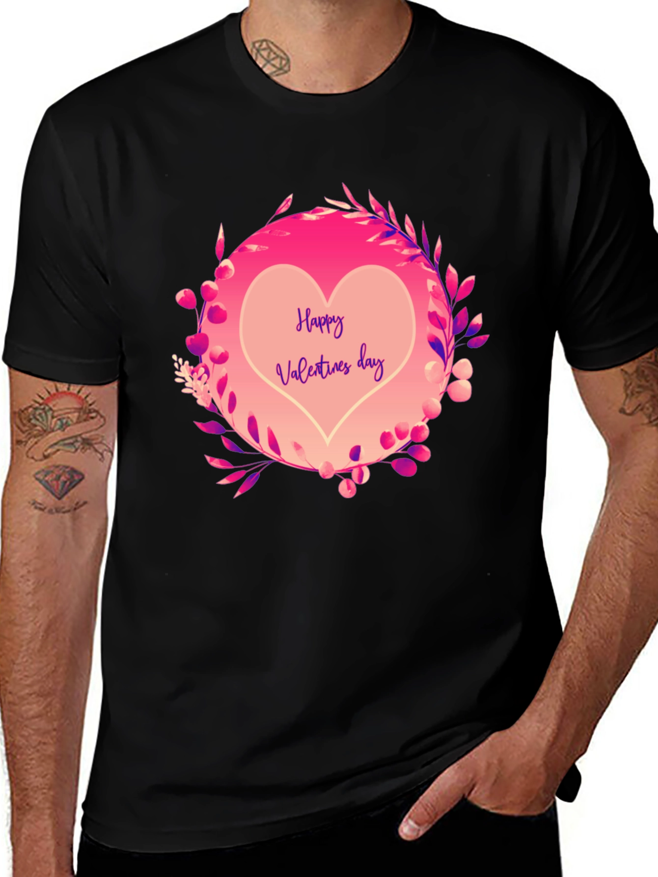 Variant 11 of Happy Valentine's Day Heart Graphic Tee - Black