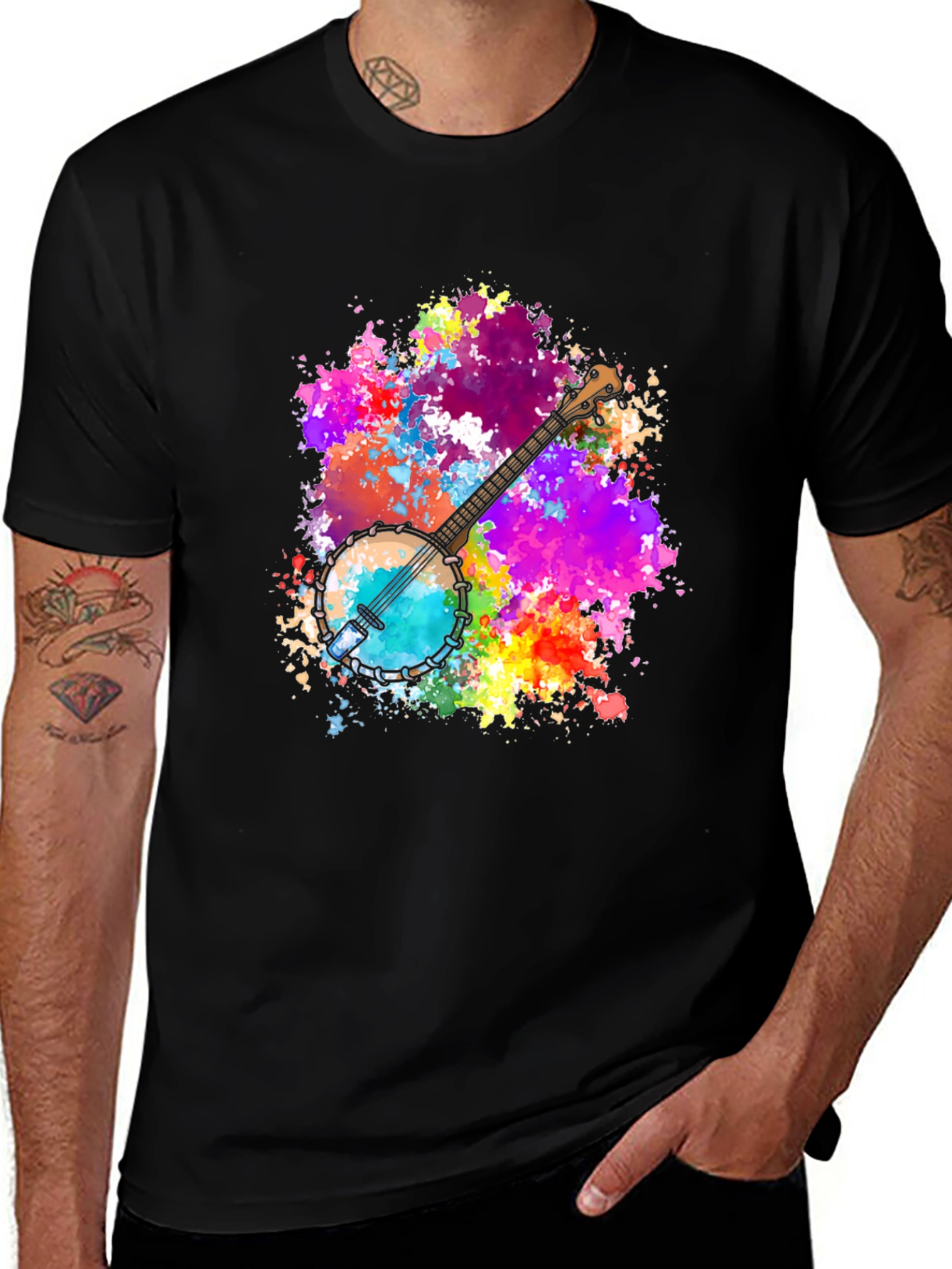 Variant 21 of Banjo Paint Splatter Black T-Shirt