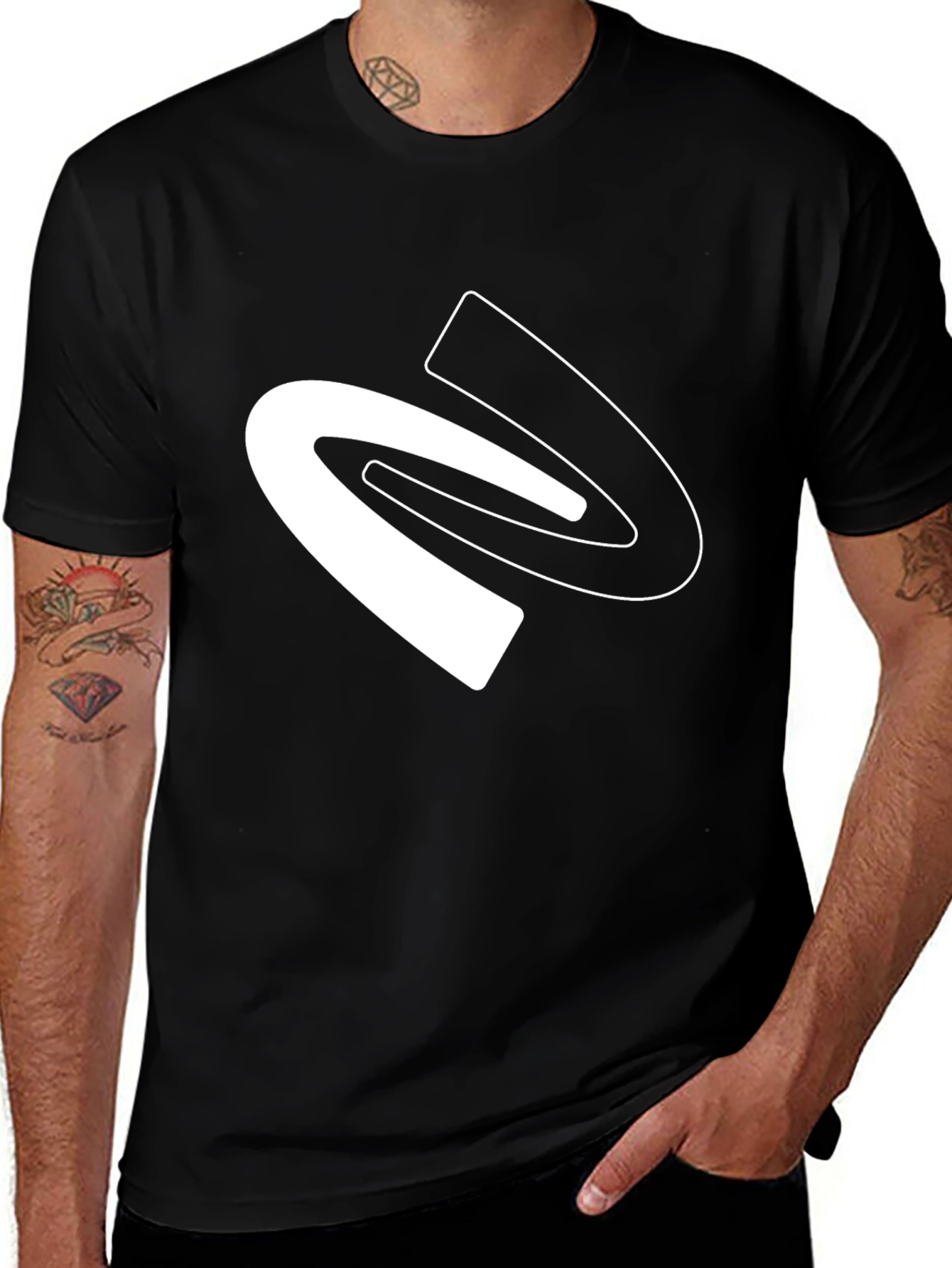 Variant 15 of Modern Black T-Shirt with Abstract White Graphic