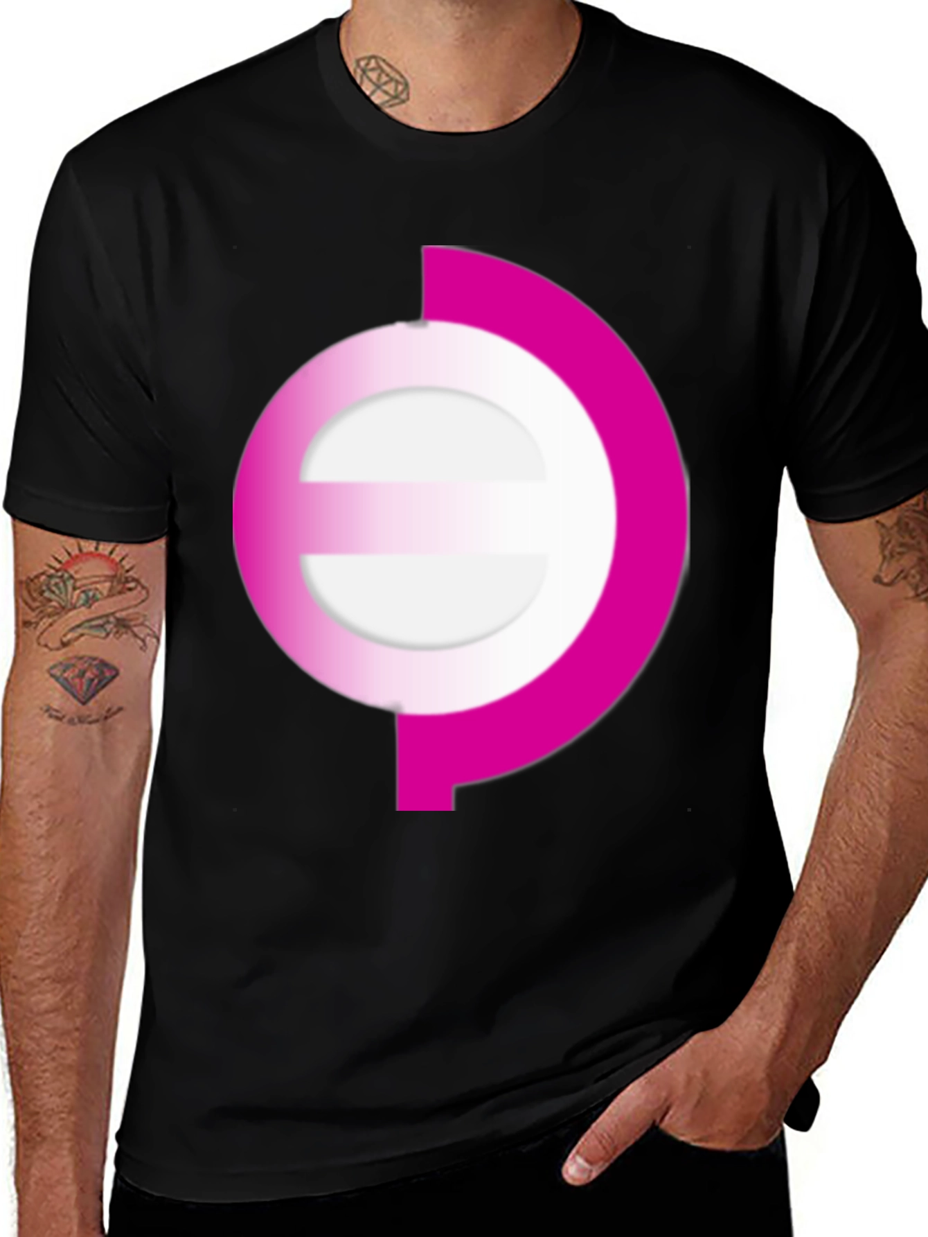 Variant 12 of Modern Pink Graphic Print Black Tee