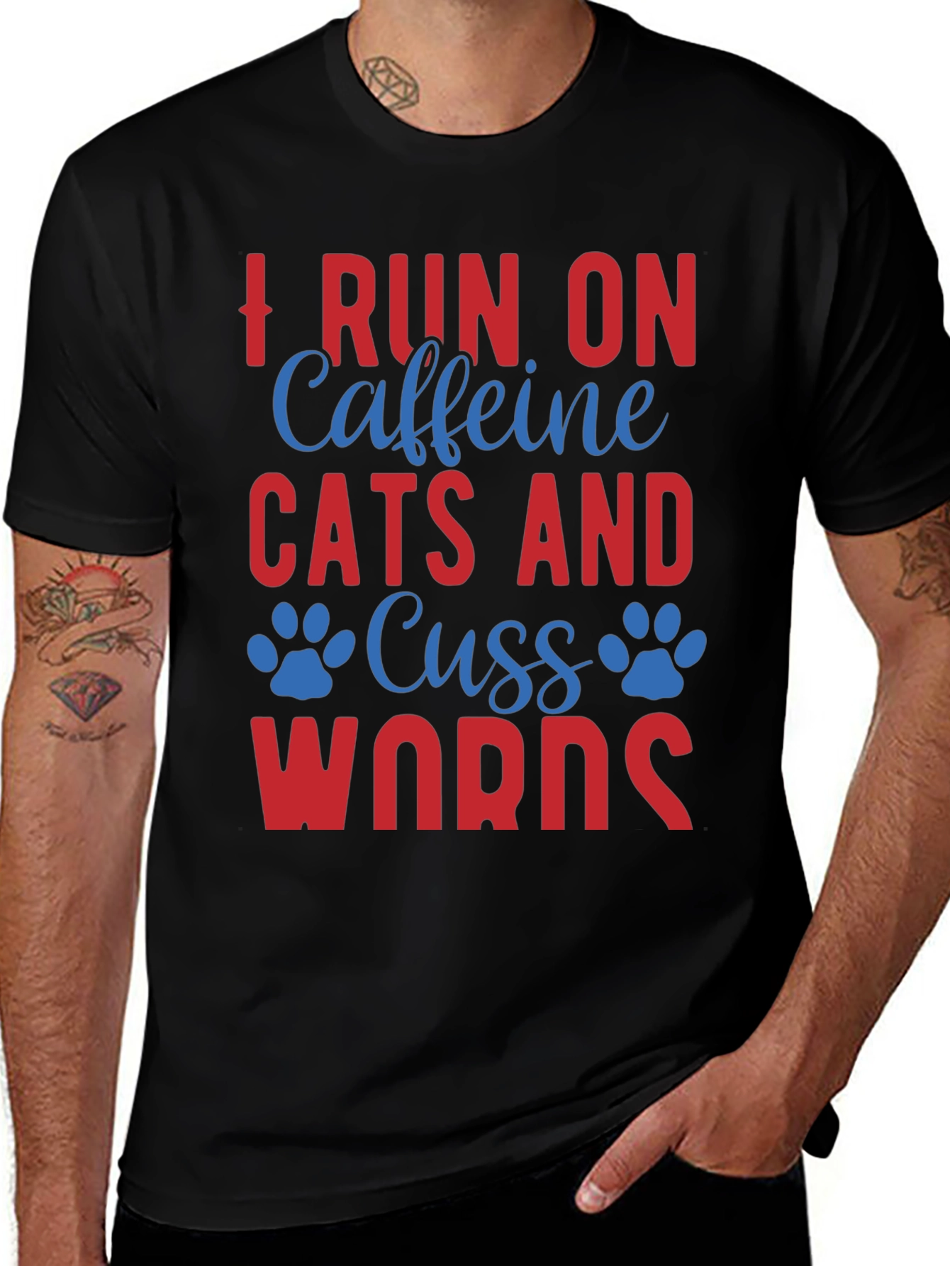 Variant 10 of Caffeine, Cats & Cuss Words Tee