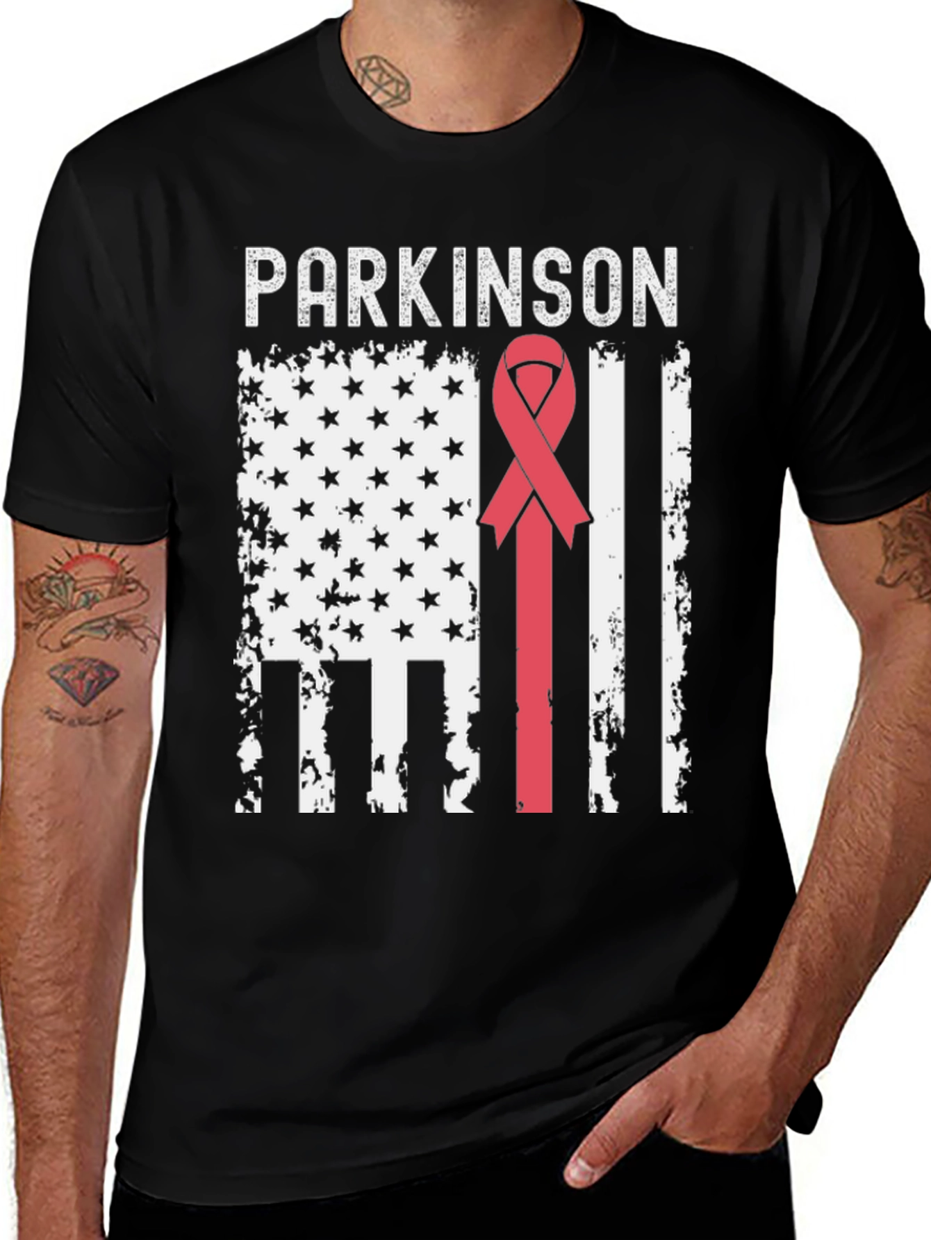 Parkinson's Awareness USA Flag Ribbon T-Shirt