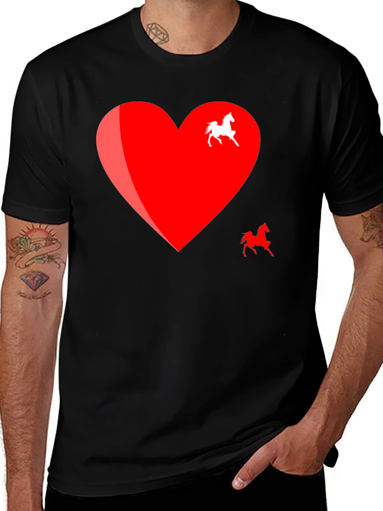 Variant 29 of Heart Horse Graphic Tee - Black