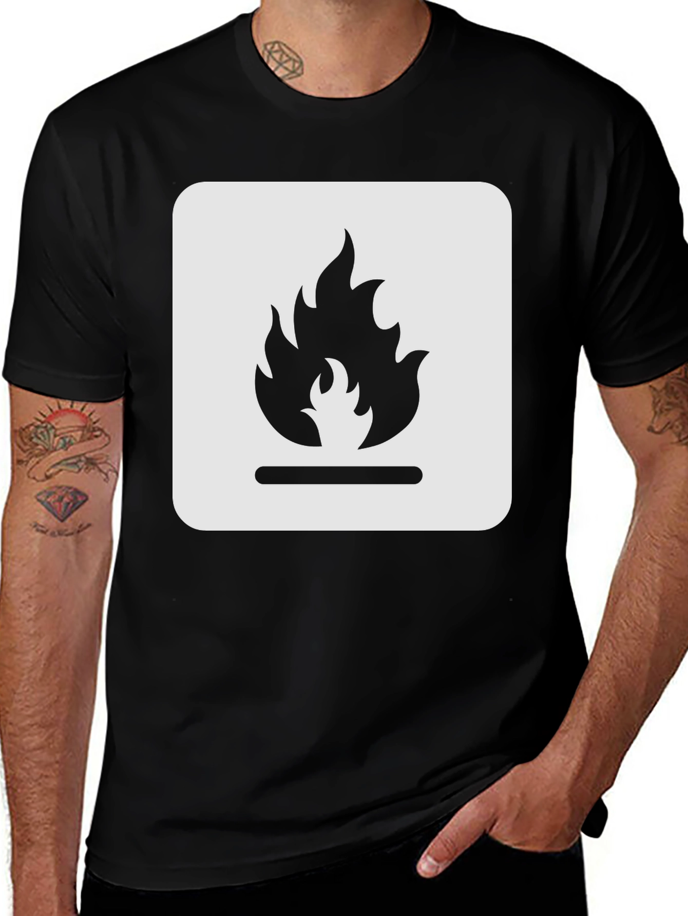Variant 22 of Flame Graphic T-Shirt - Bold Black Tee