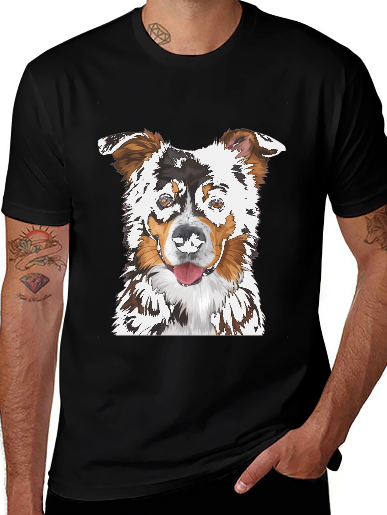 Variant 9 of Dog Portrait Graphic Tee - Black Cotton T-Shirt