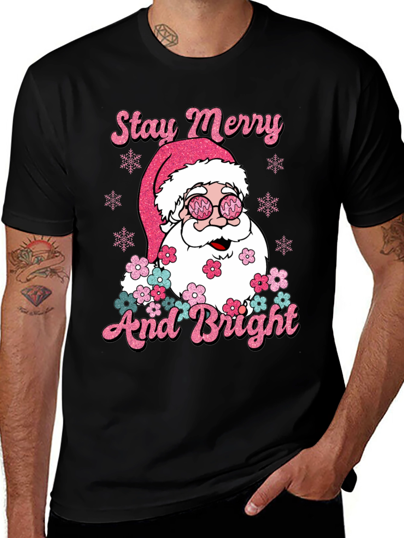 Stay Merry and Bright Santa T-Shirt