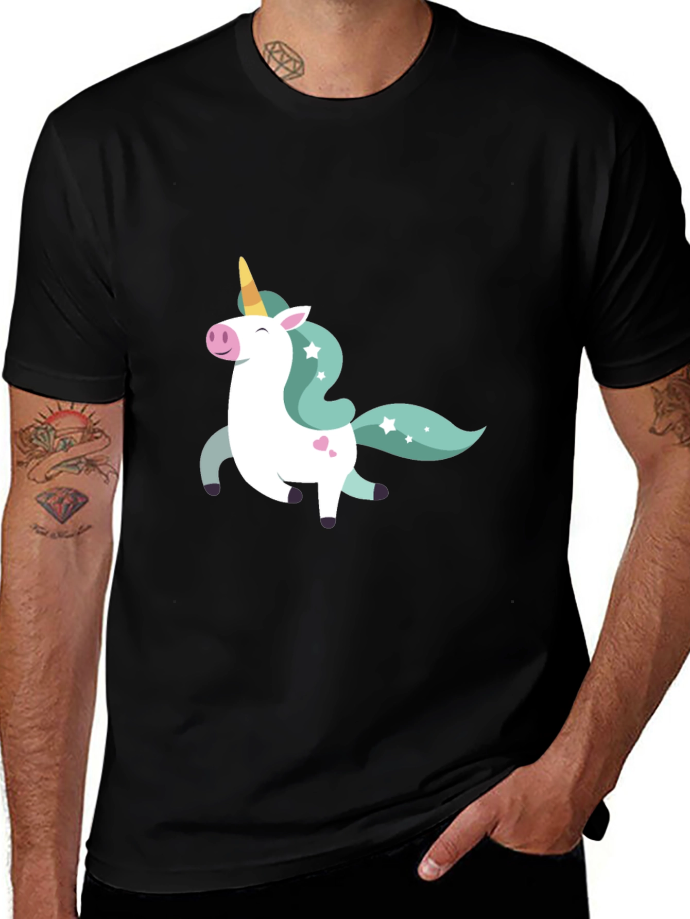 Variant 9 of Unicorn Graphic Tee - Black Cotton Blend