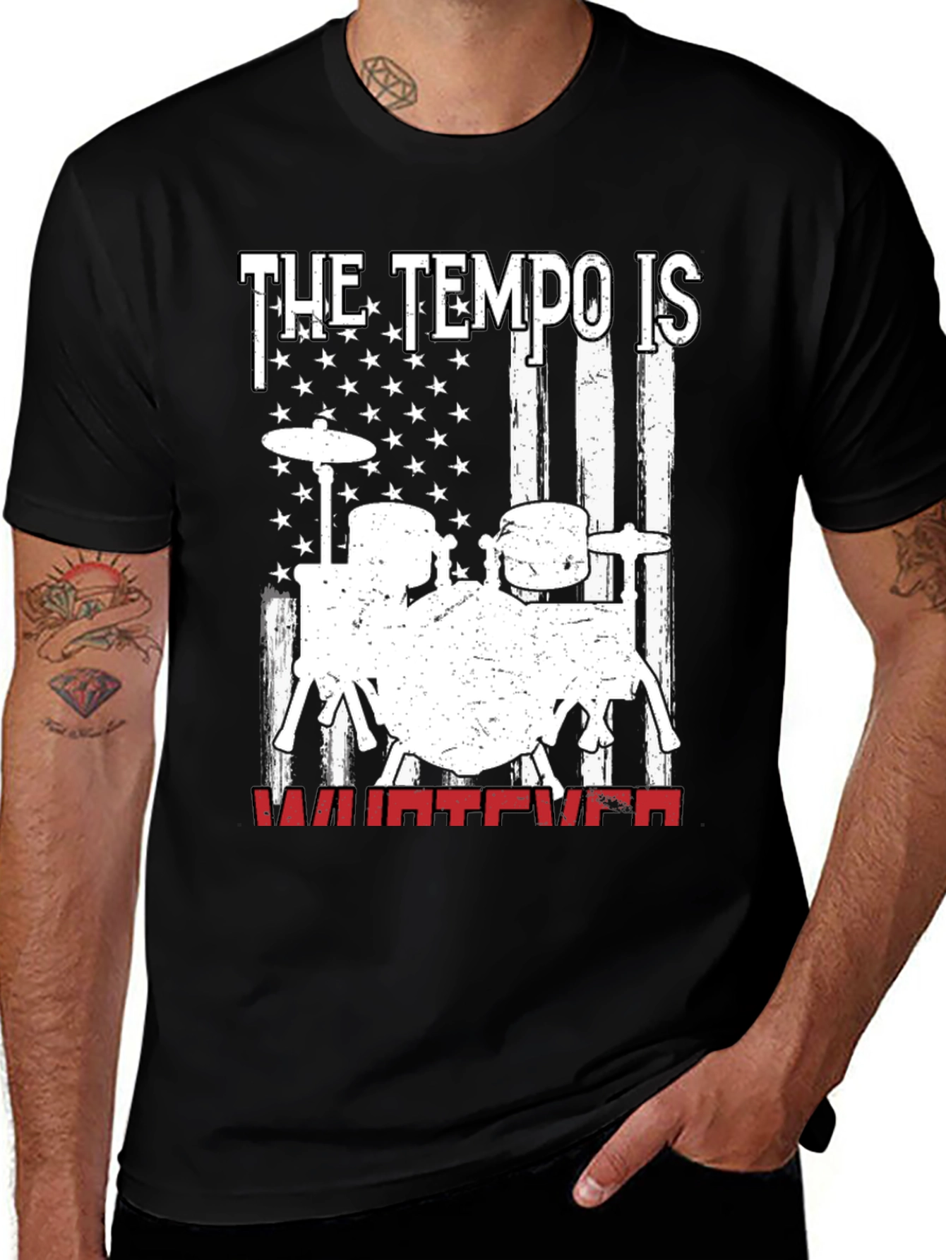 Variant 17 of The Tempo Is Whatever Drum Set Graphic T-Shirt