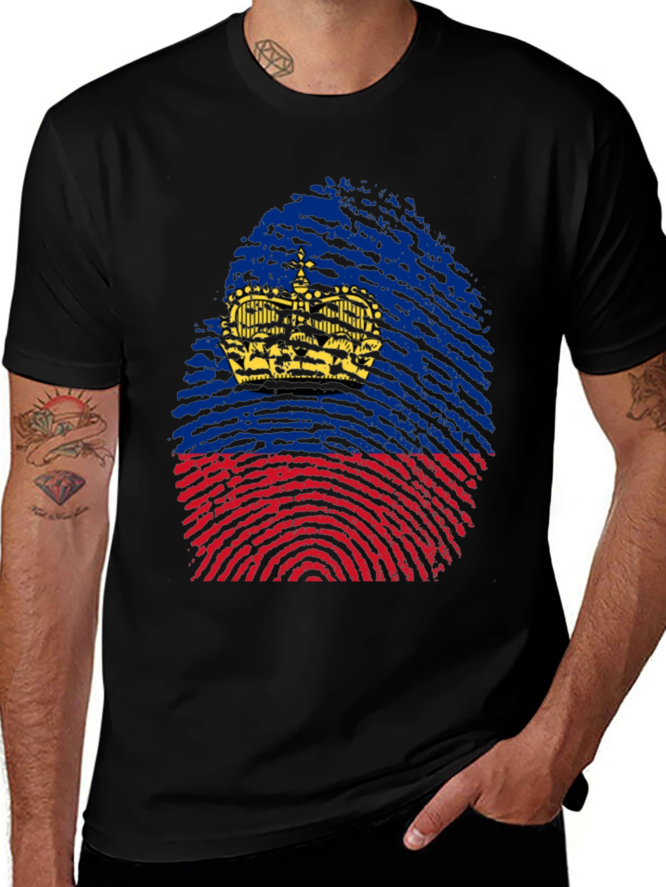 Variant 8 of Liechtenstein Fingerprint Flag T-Shirt