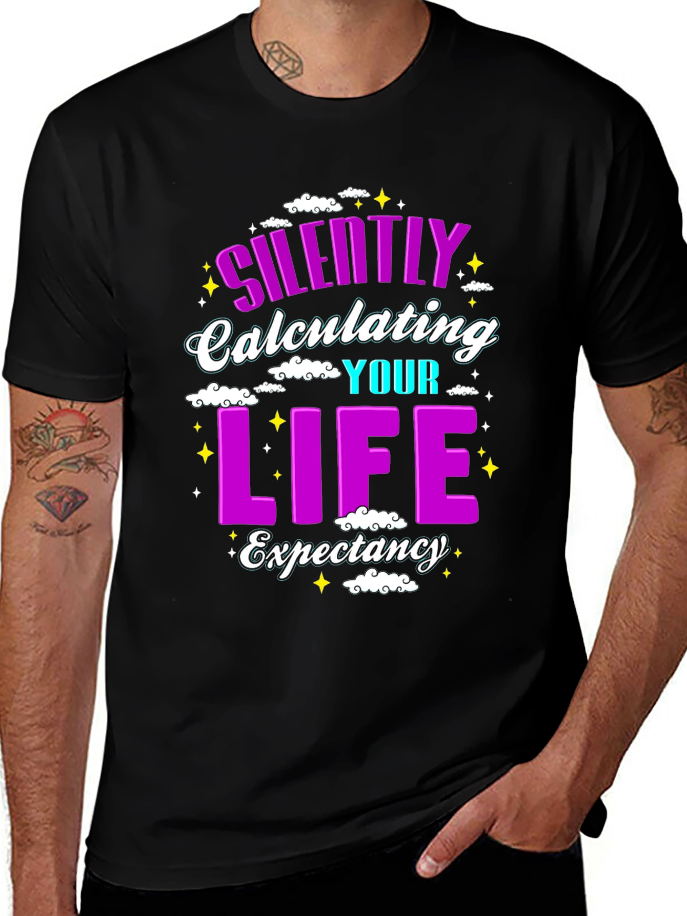 Variant 24 of Silently Calculating Life Expectancy Funny T-Shirt