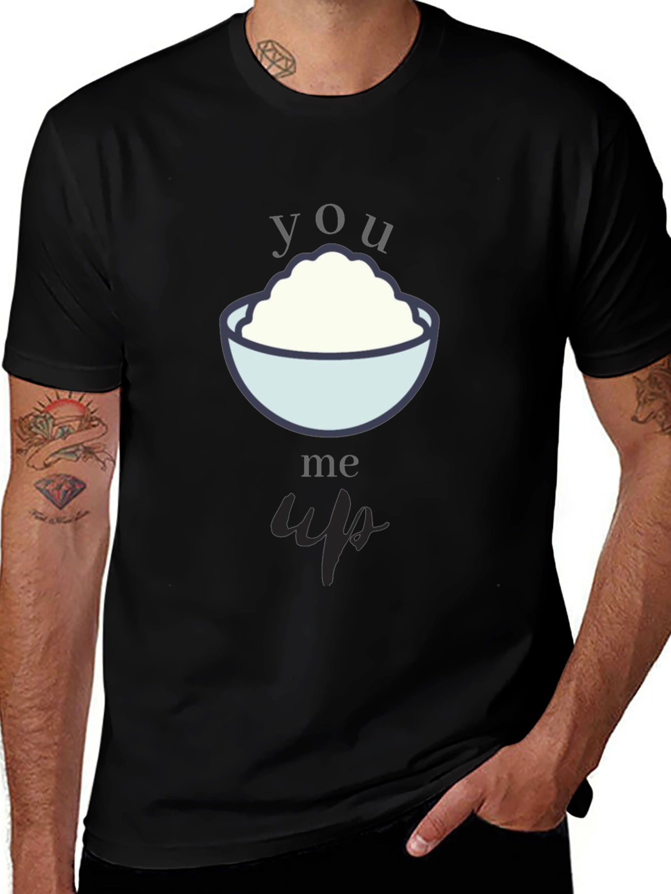 Variant 5 of You Rice Me Up Black T-Shirt Funny Foodie Tee