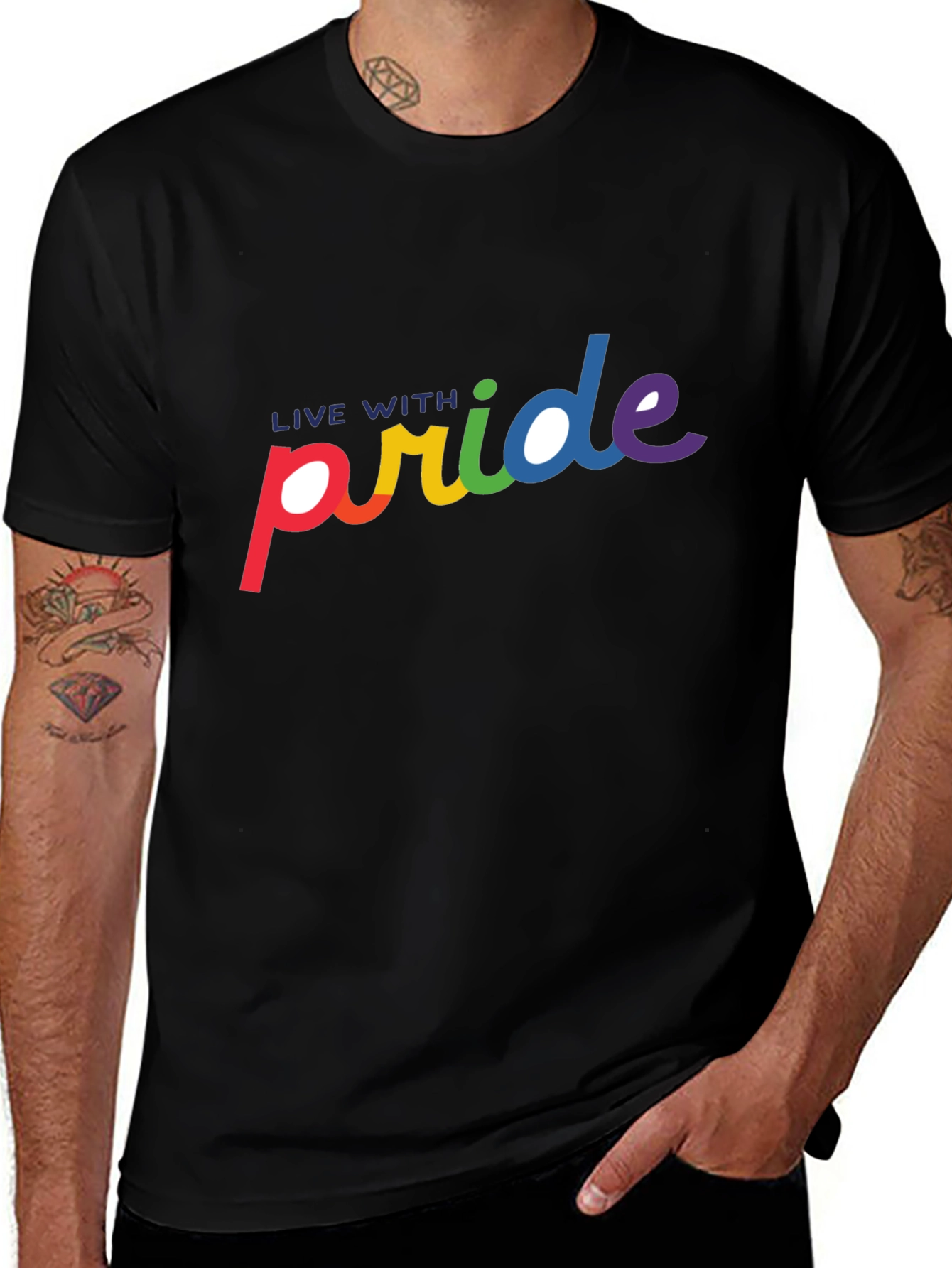 Live With Pride Rainbow Graphic T-Shirt