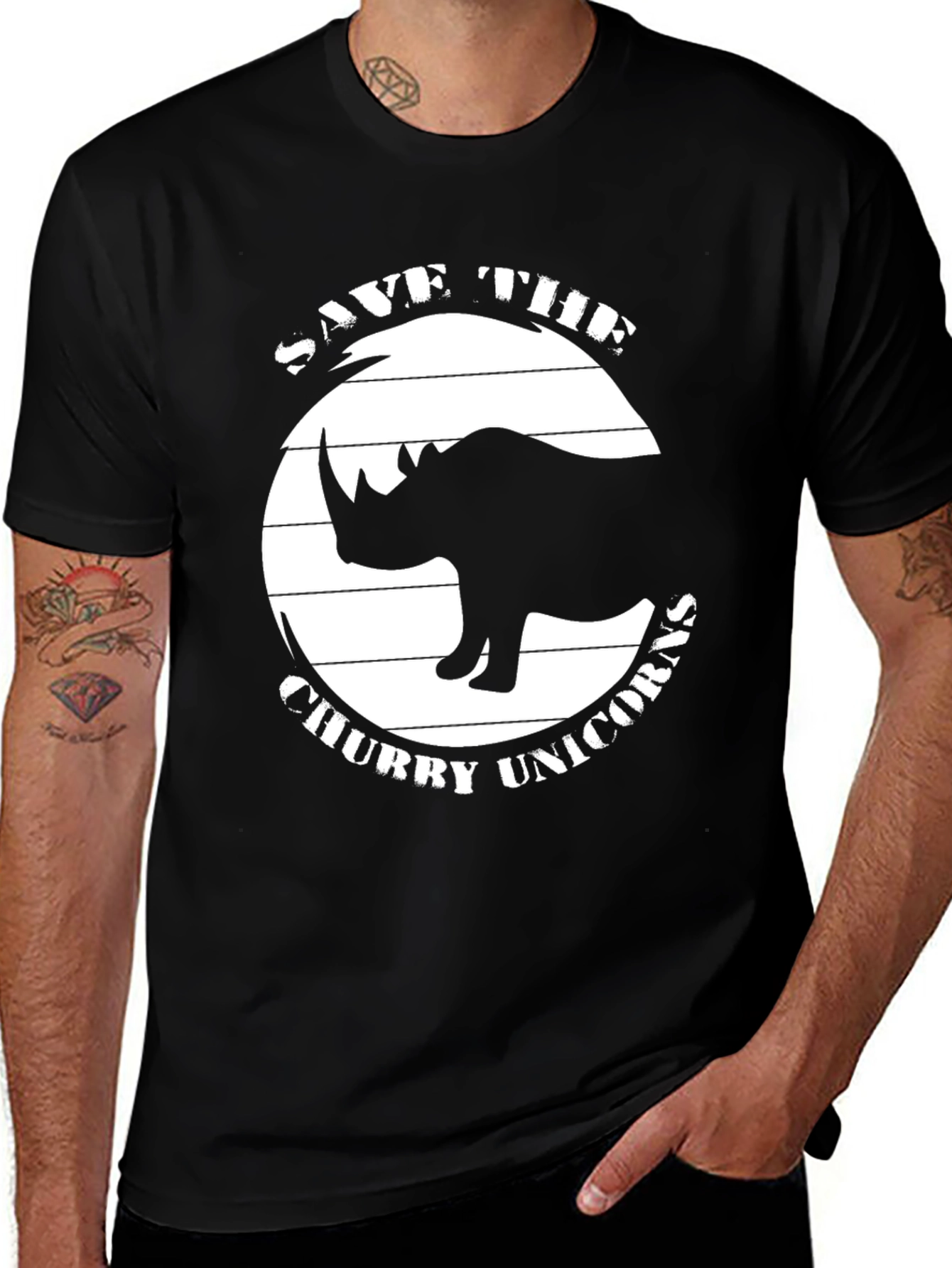 Variant 17 of Save The Chubby Unicorns Black T-Shirt