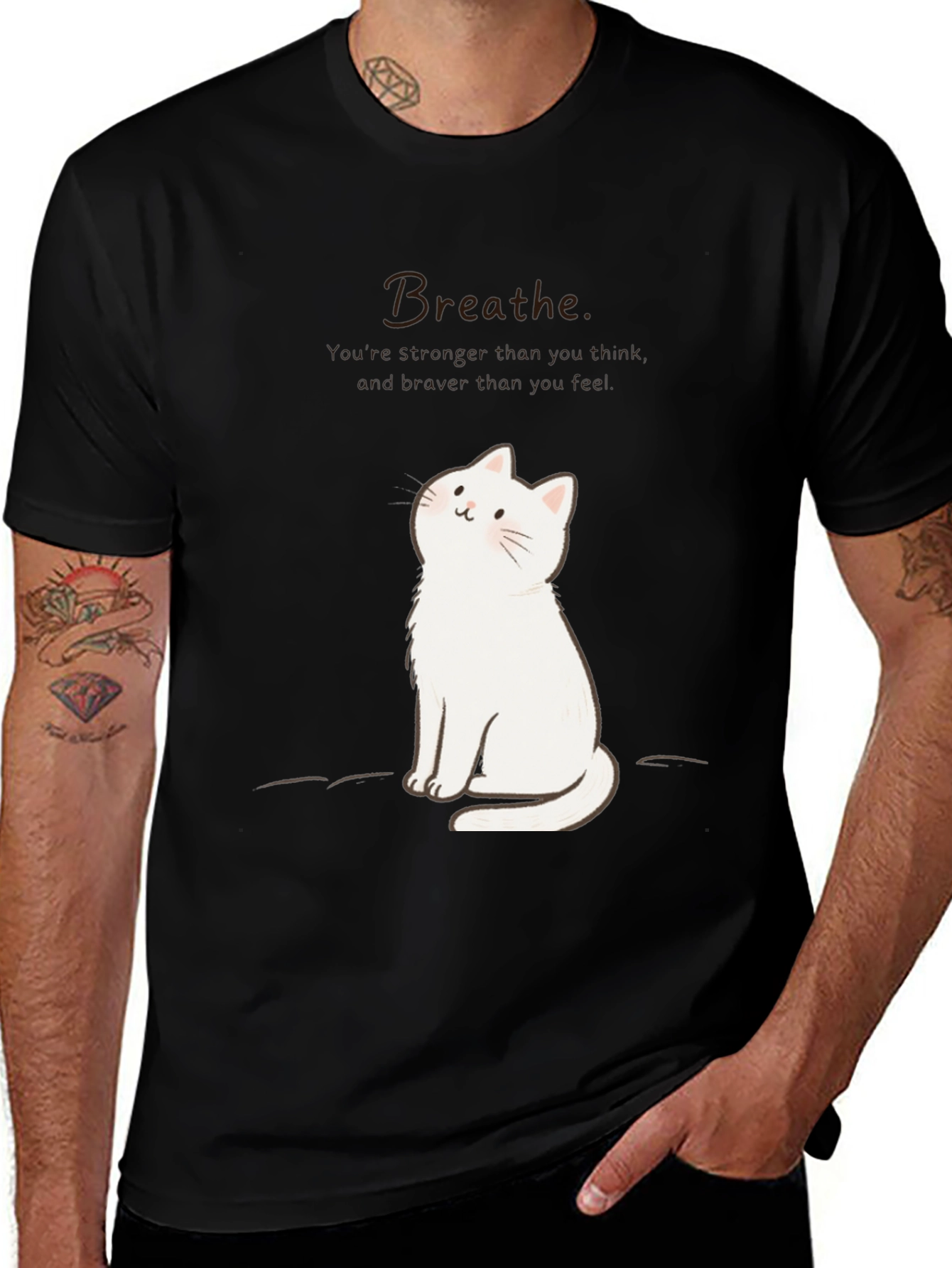 Variant 12 of Breathe Cat Graphic T-Shirt - Relaxed Fit