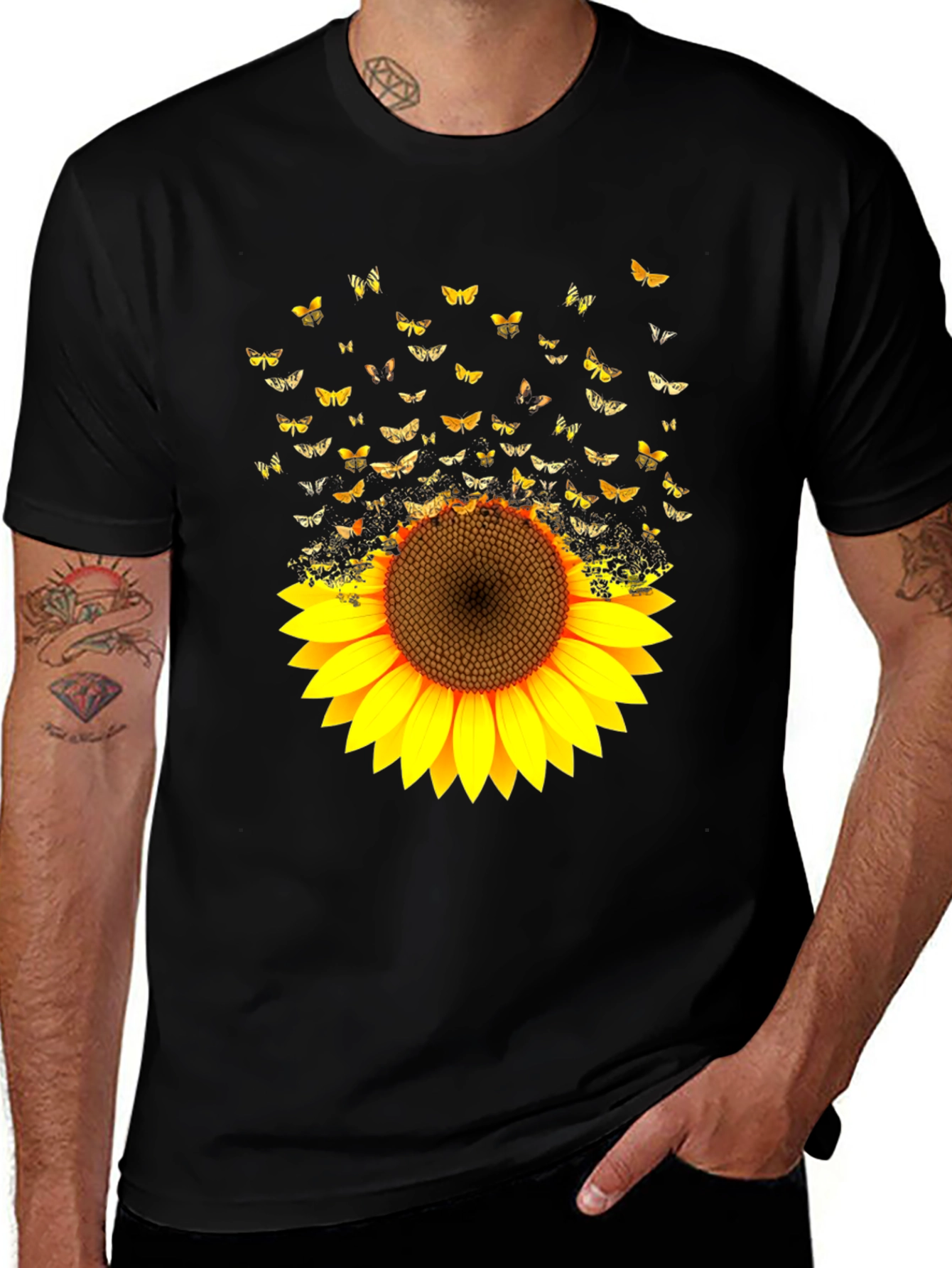 Variant 2 of Sunflower Butterfly Graphic Tee