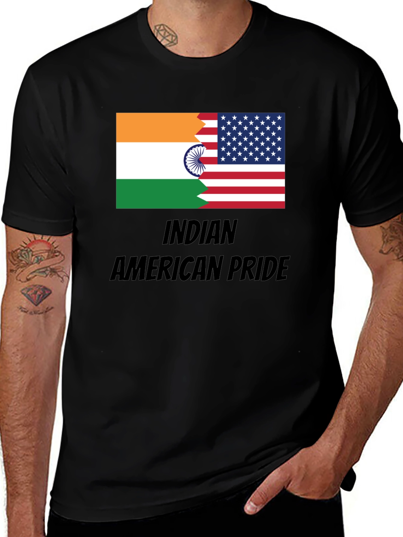 Indian American Pride T-Shirt - Dual Flag Design