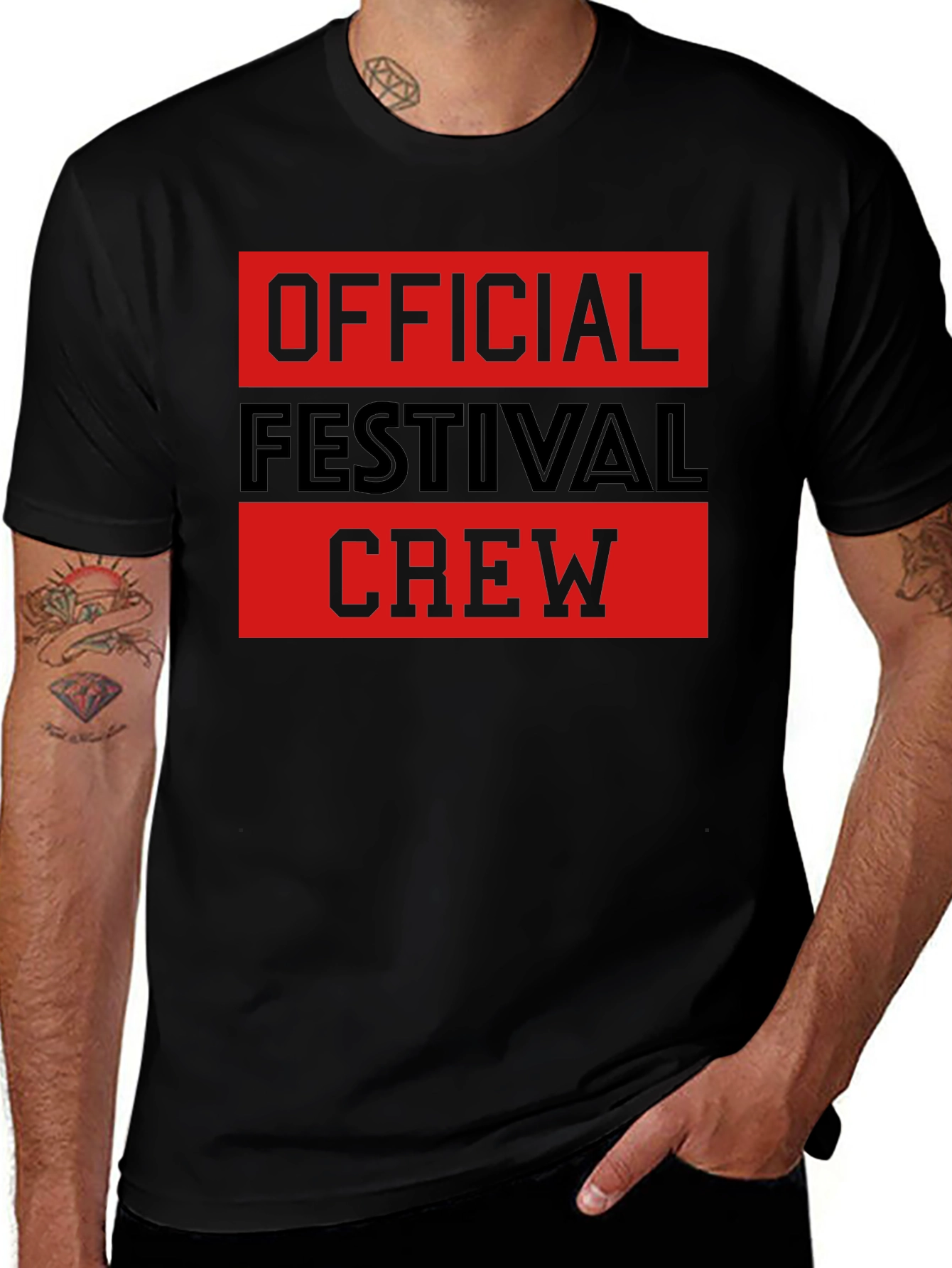 Black Official Festival Crew Black Graphic T-Shirt main image
