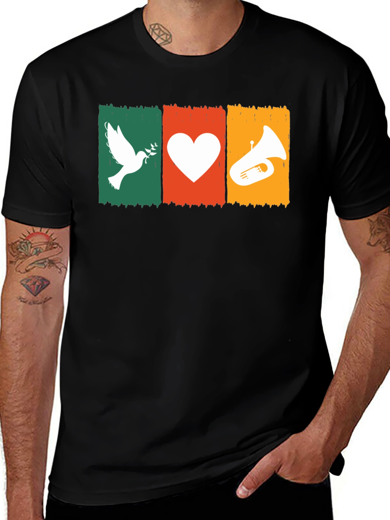 Variant 2 of Peace, Love, Tuba T-Shirt: Soft Cotton Tee