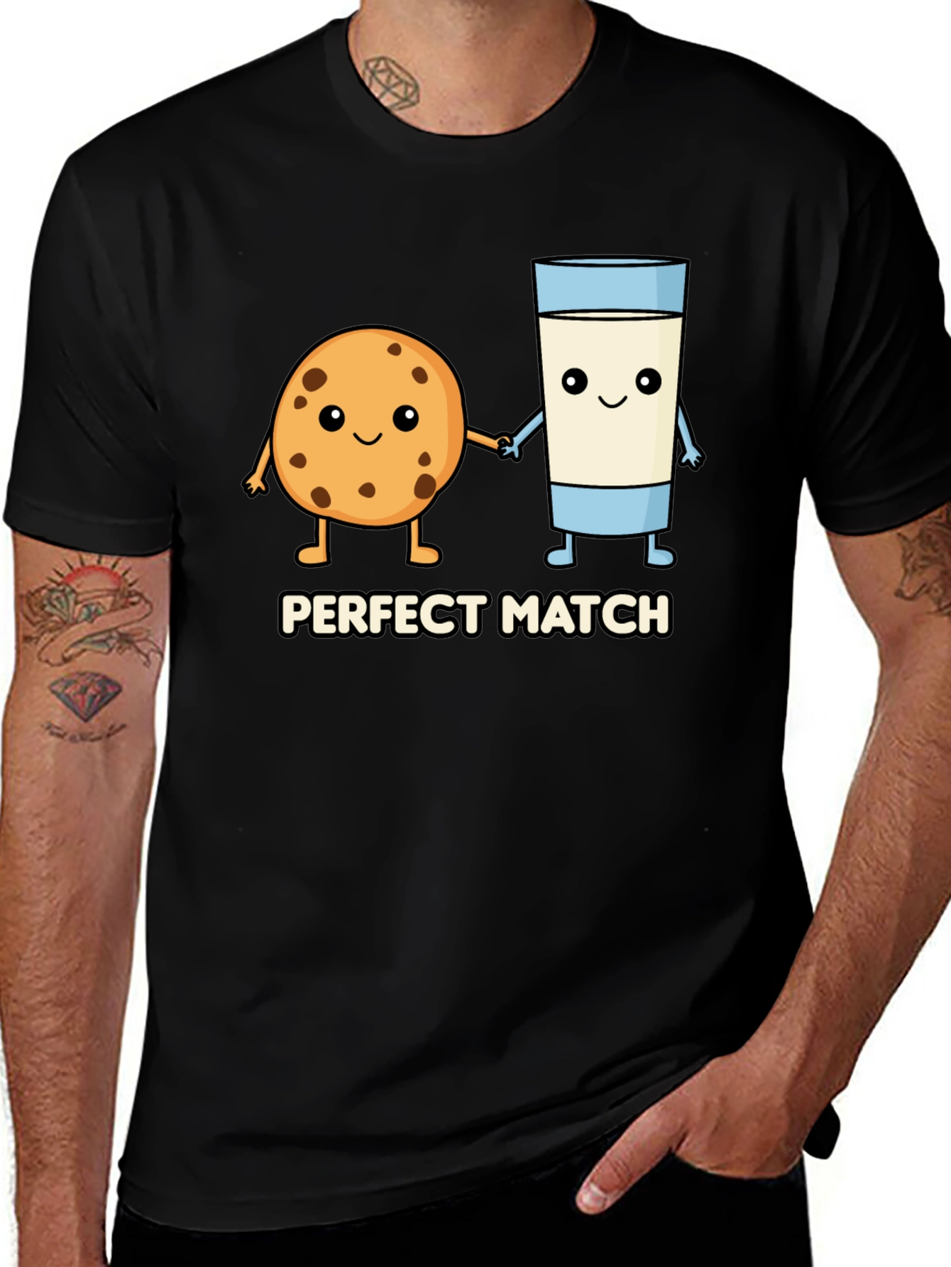 Variant 4 of Perfect Match Cookie and Milk Black T-Shirt