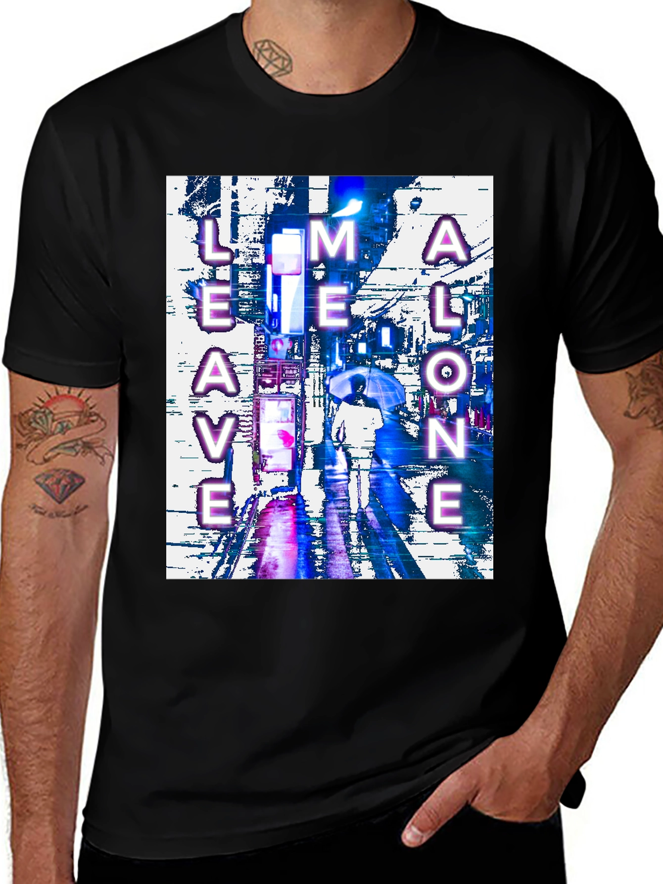 Variant 5 of Neon "Leave Me Alone" Graphic T-Shirt