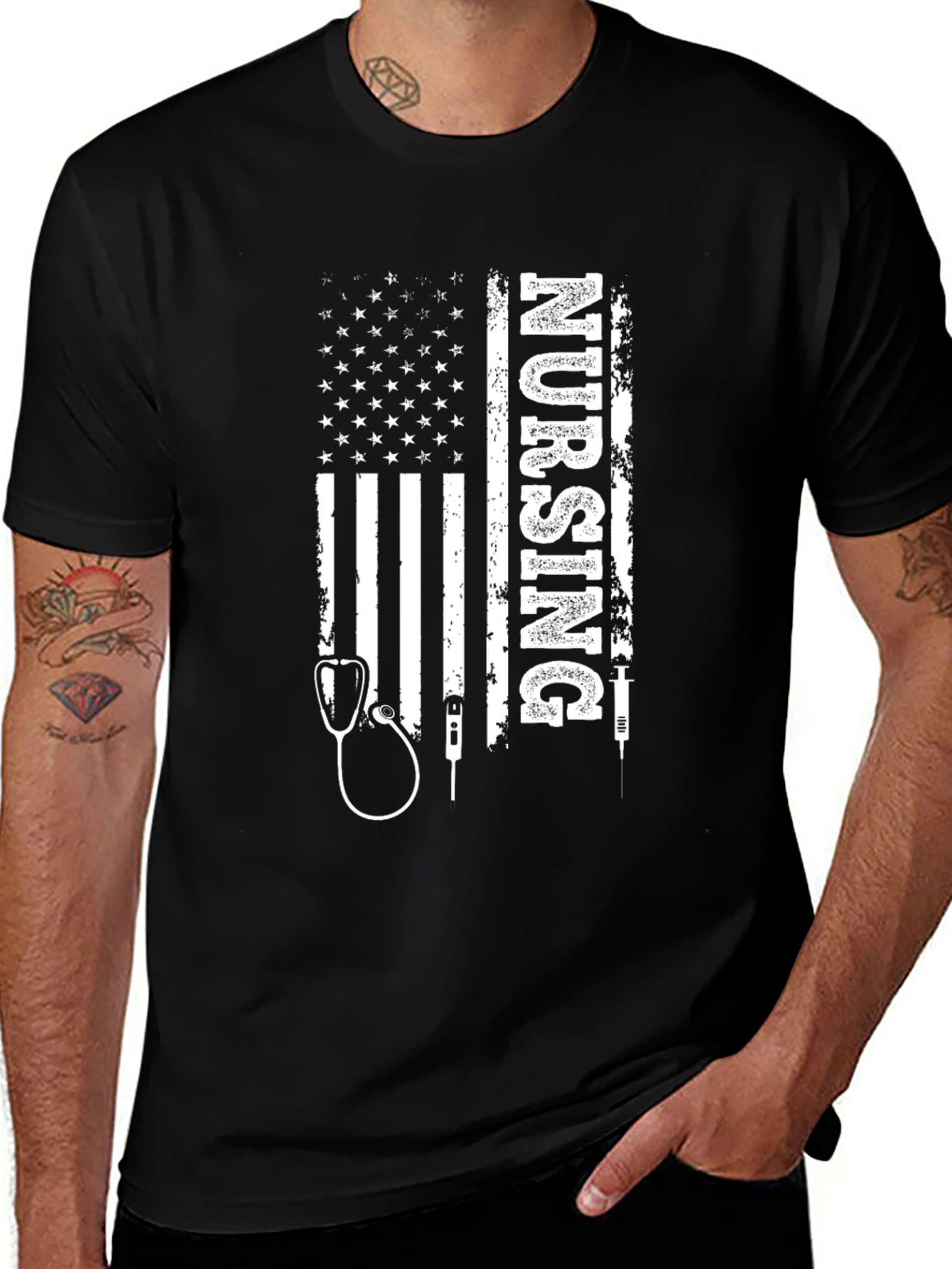 Variant 7 of Nursing American Flag Graphic T-Shirt