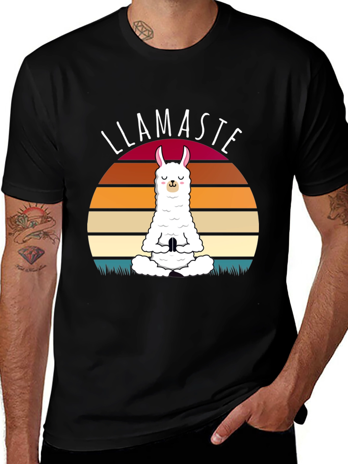 Variant 8 of Llamaste Yoga T-Shirt - Meditating Llama Graphic Tee