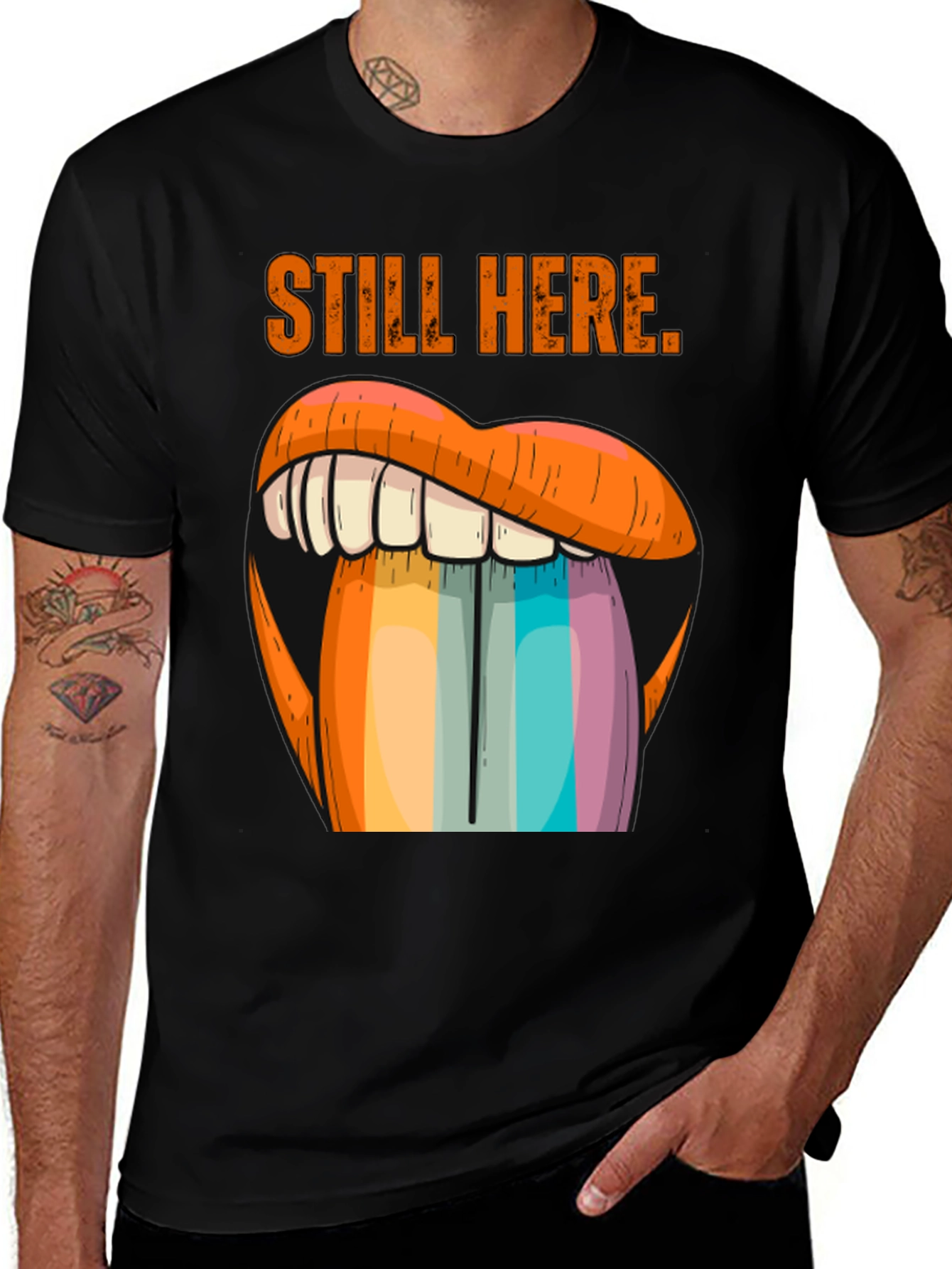 Variant 25 of Still Here Graphic Tee - Rainbow Tongue