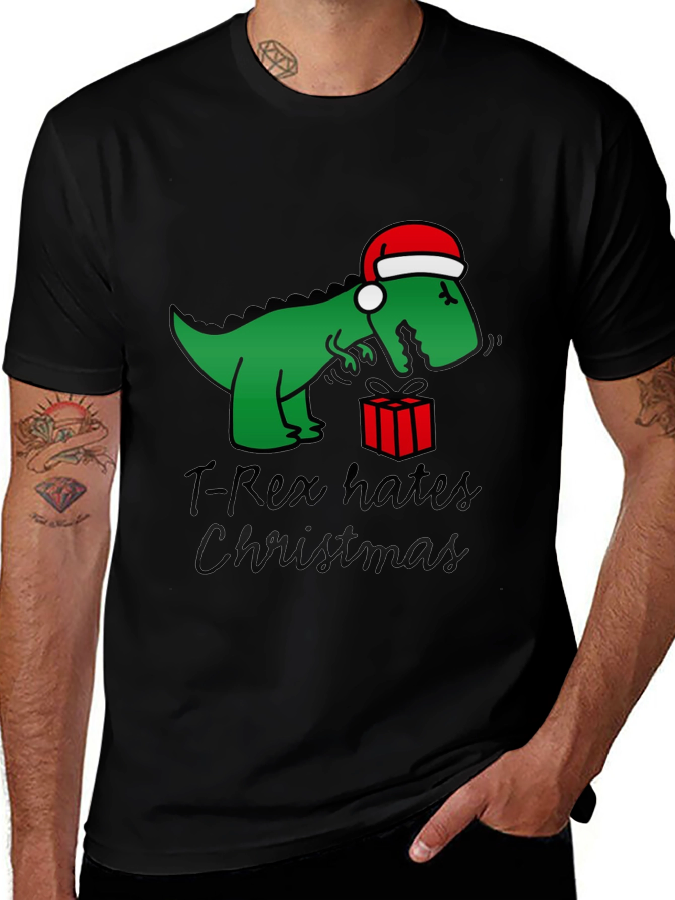 T-Rex Hates Christmas Graphic Tee