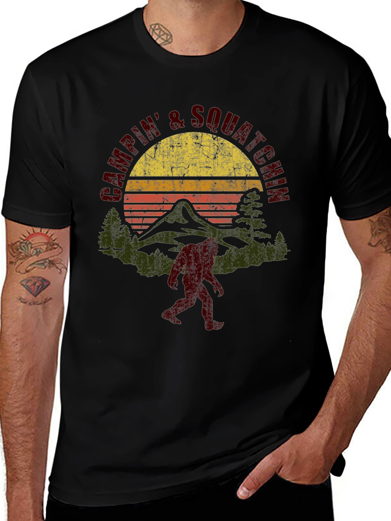 Campin' & Squatchin' T-Shirt - Bigfoot Adventure