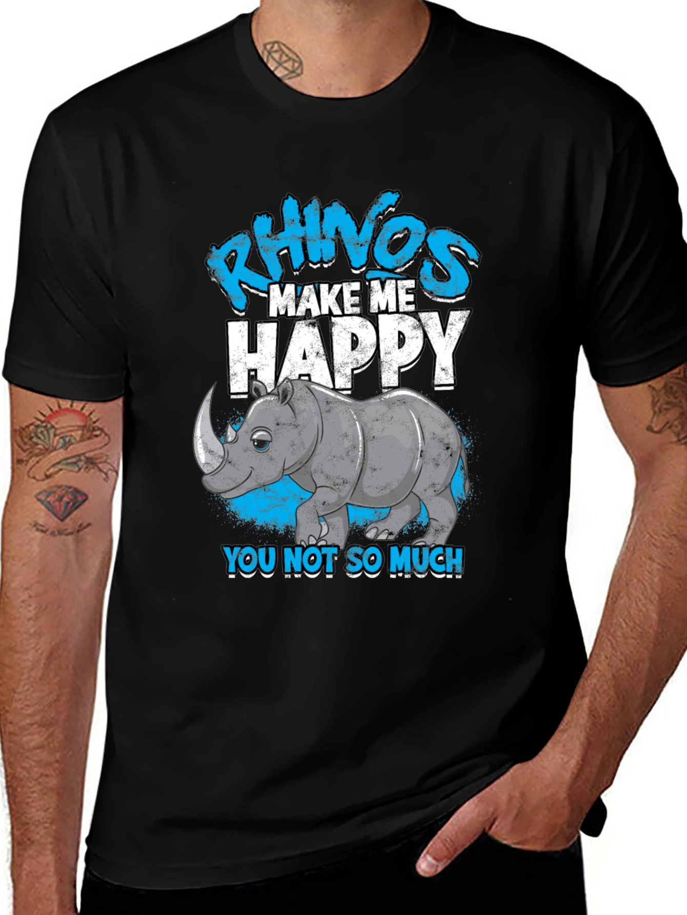 Rhino Lover T-Shirt: Makes Me Happy Animal Tee