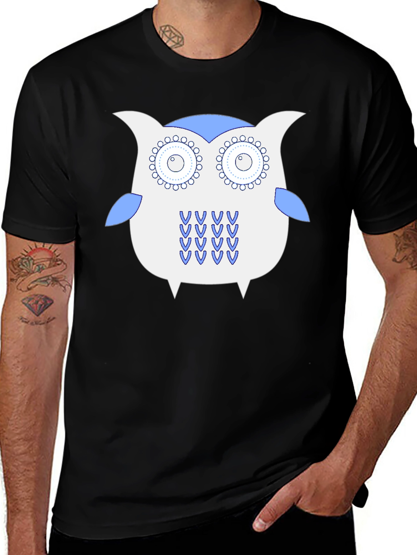 Variant 25 of Owl Graphic Tee - Black Cotton T-Shirt