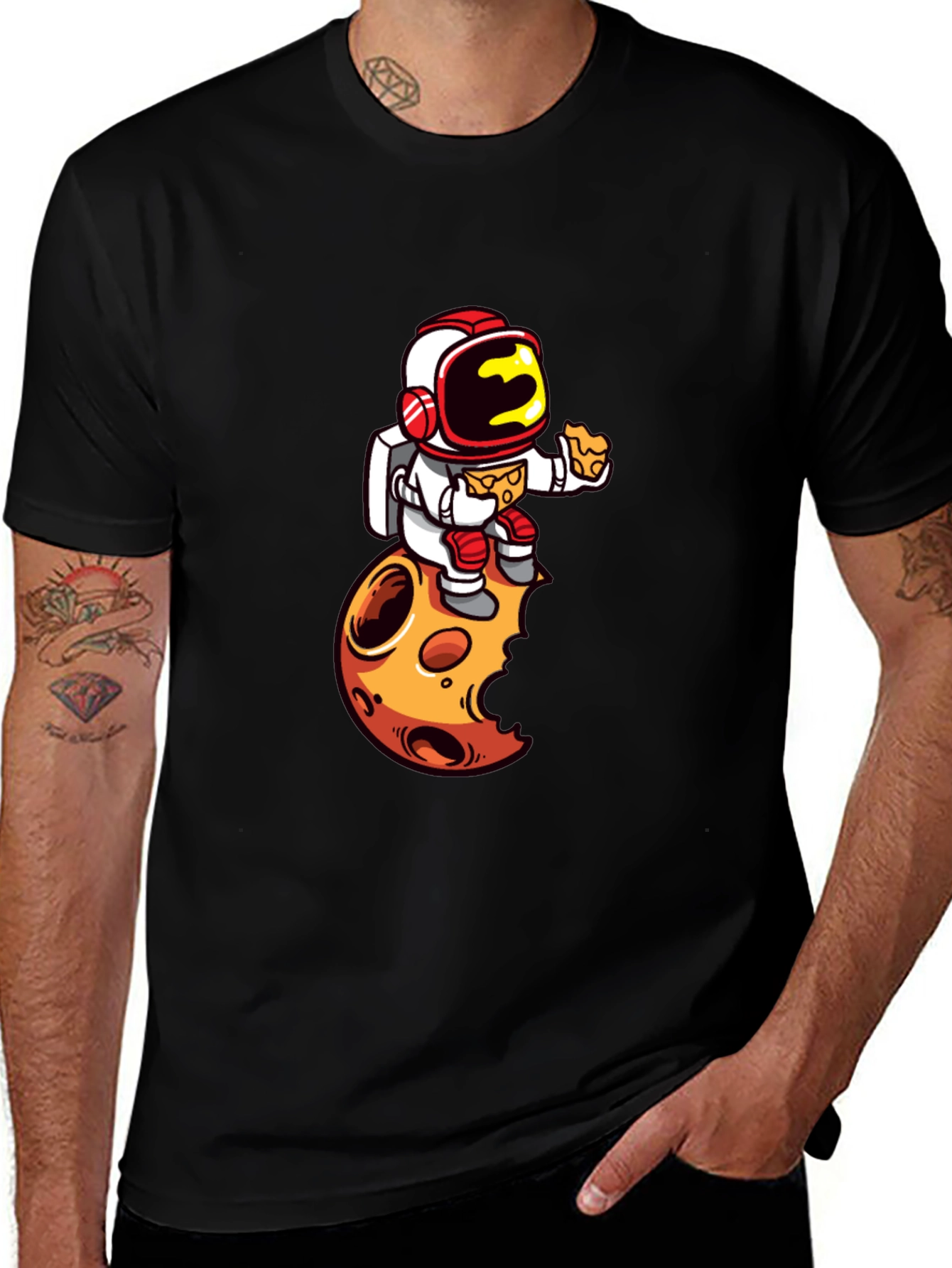 Variant 6 of Astronaut Moon Pizza Graphic T-Shirt