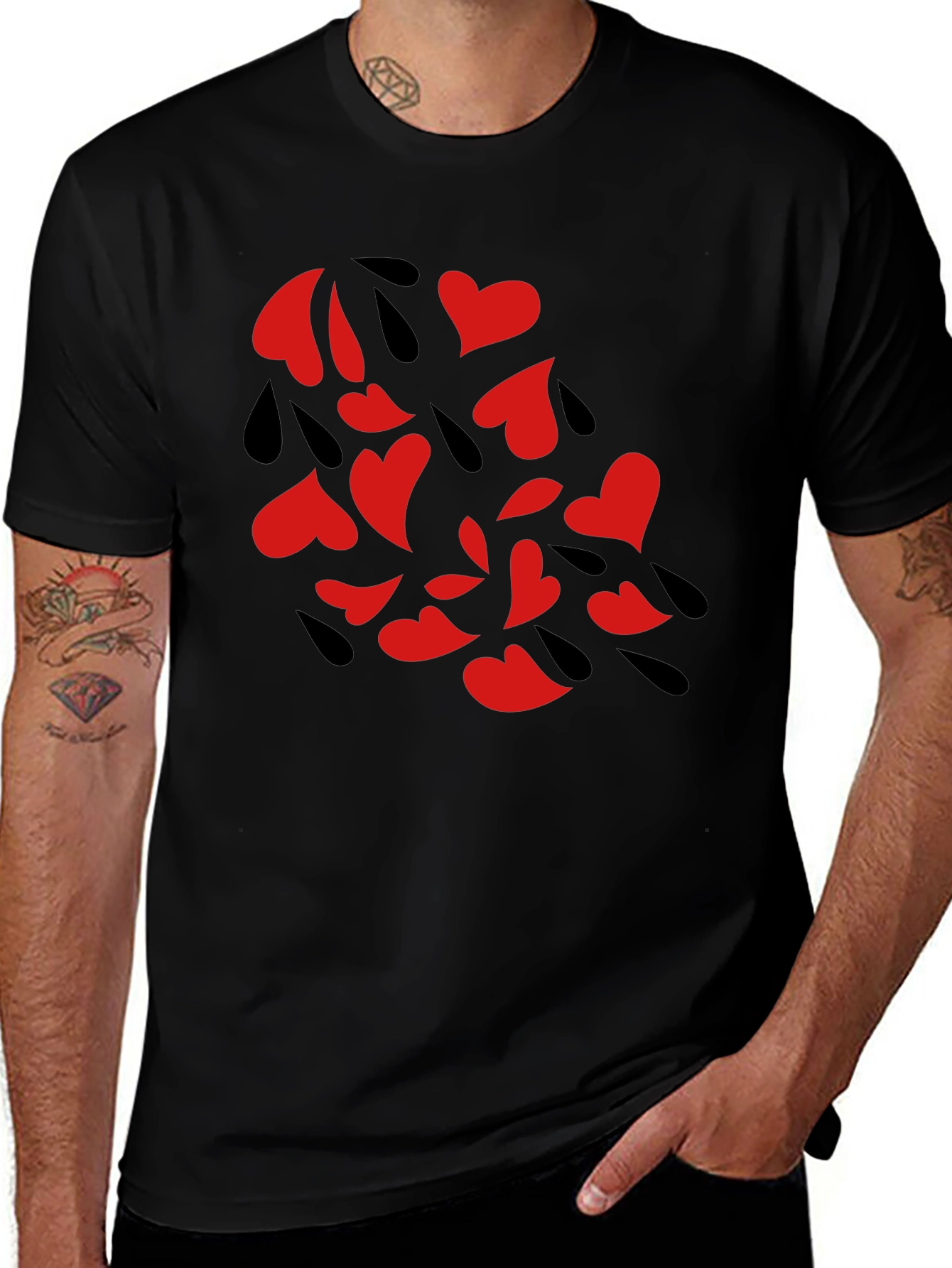 Variant 11 of Heart Rain Graphic Black Tee