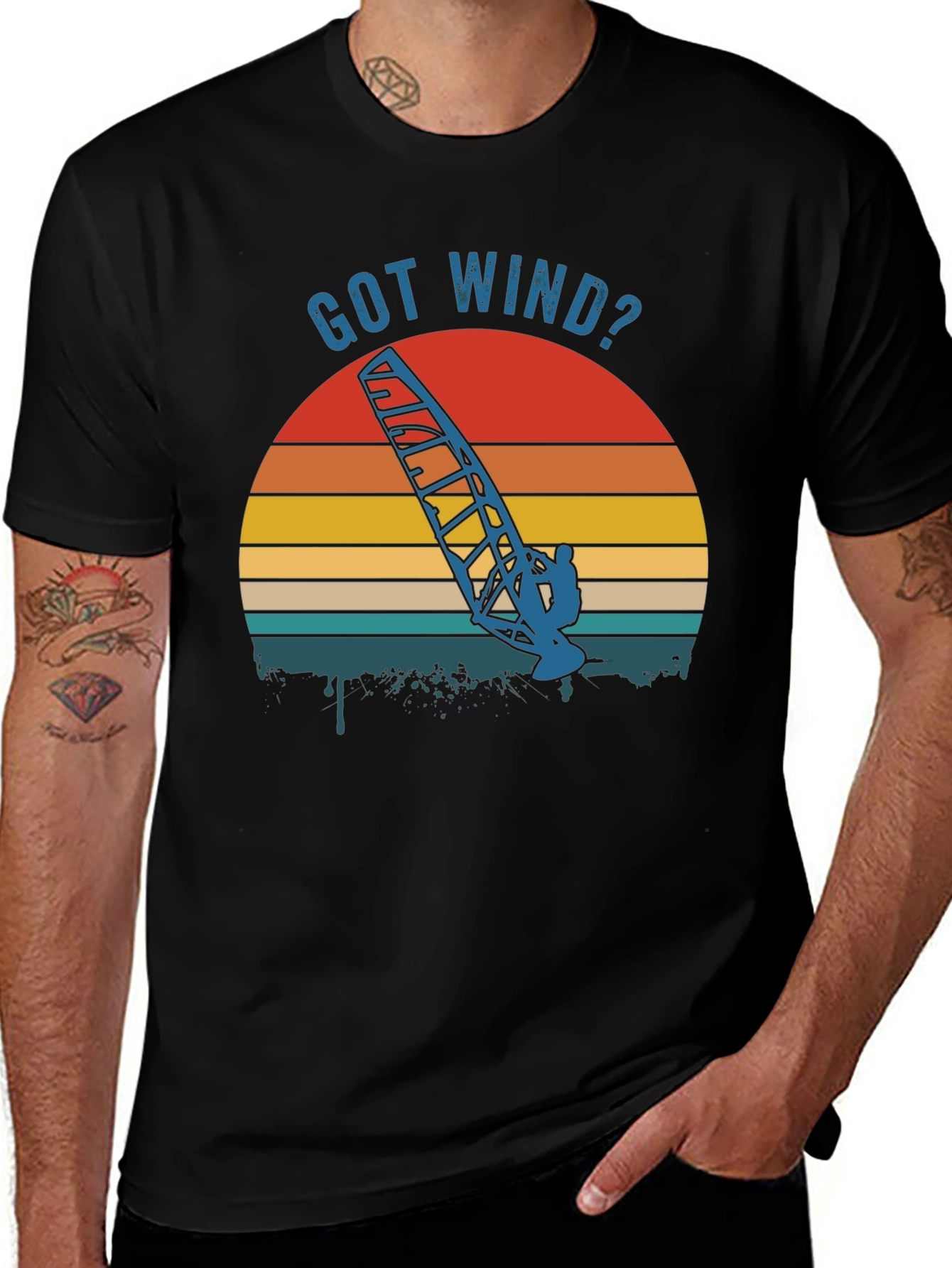 Variant 12 of Got Wind? Retro Windsurfing T-Shirt