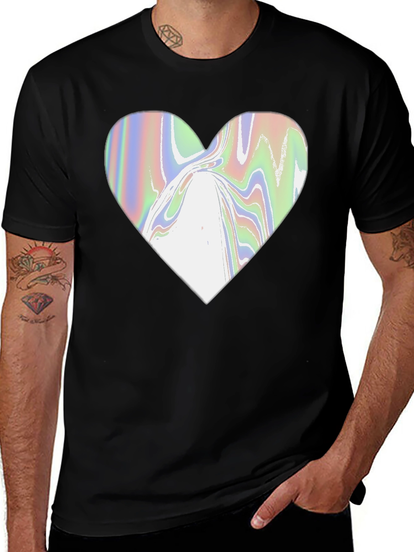 Variant 22 of Abstract Heart Graphic Tee - Modern Black T-Shirt