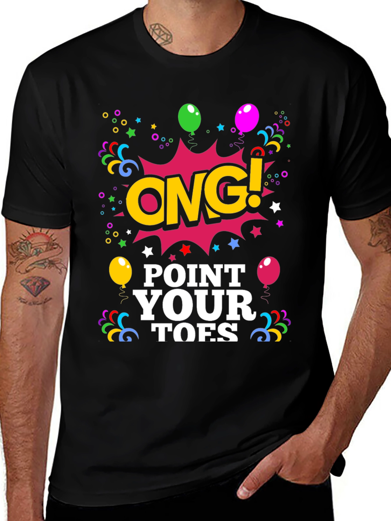 Variant 28 of ONG! Point Your Toes Black Graphic Tee