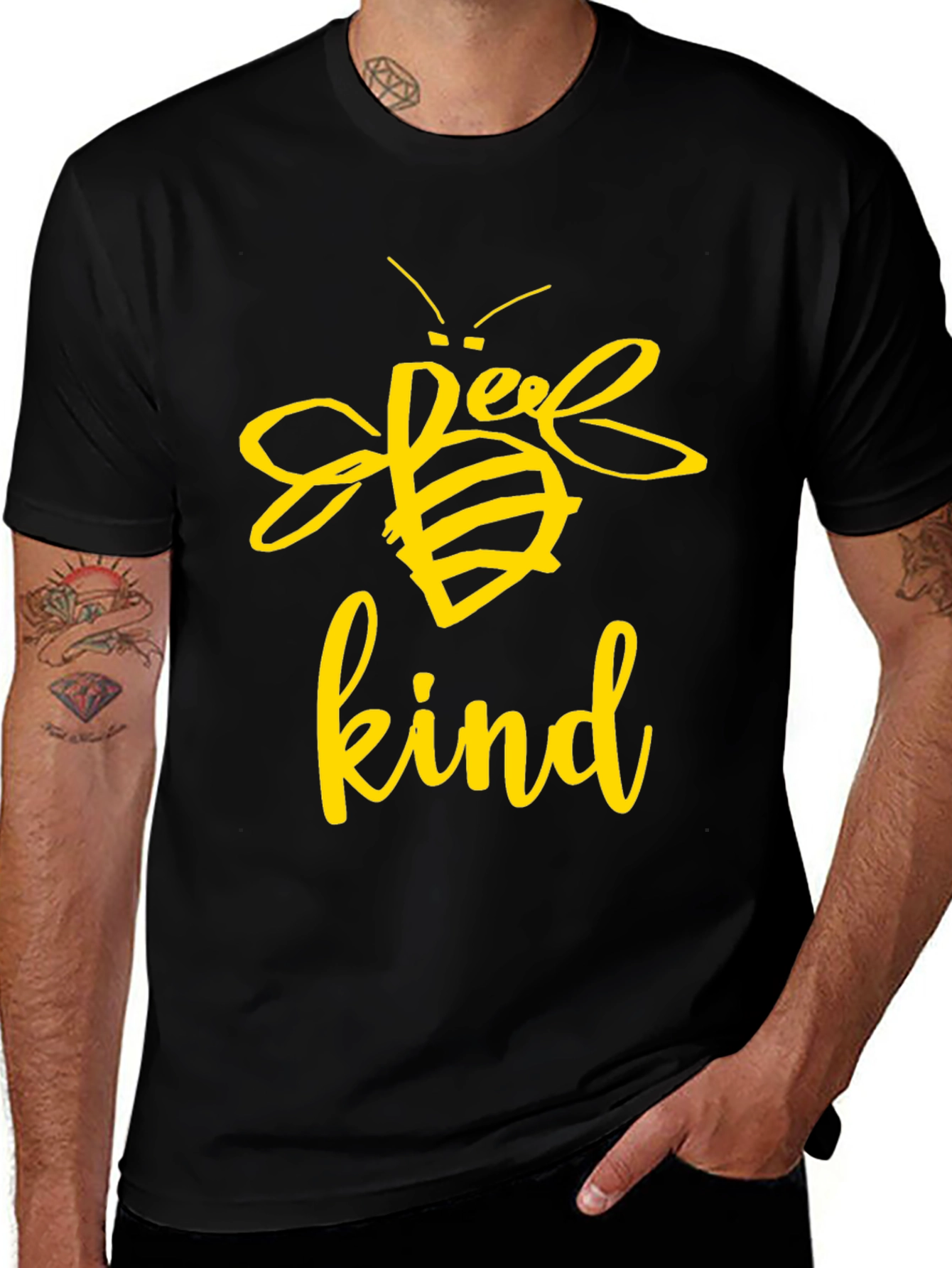 Variant 22 of Bee Kind Graphic Tee - Black Cotton T-Shirt
