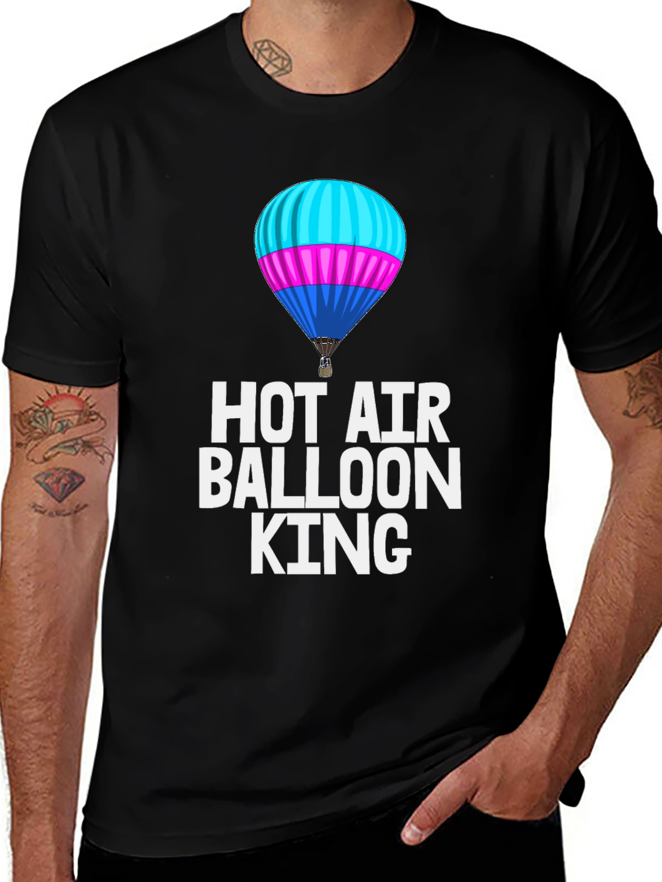 Variant 27 of Hot Air Balloon King Black T-Shirt