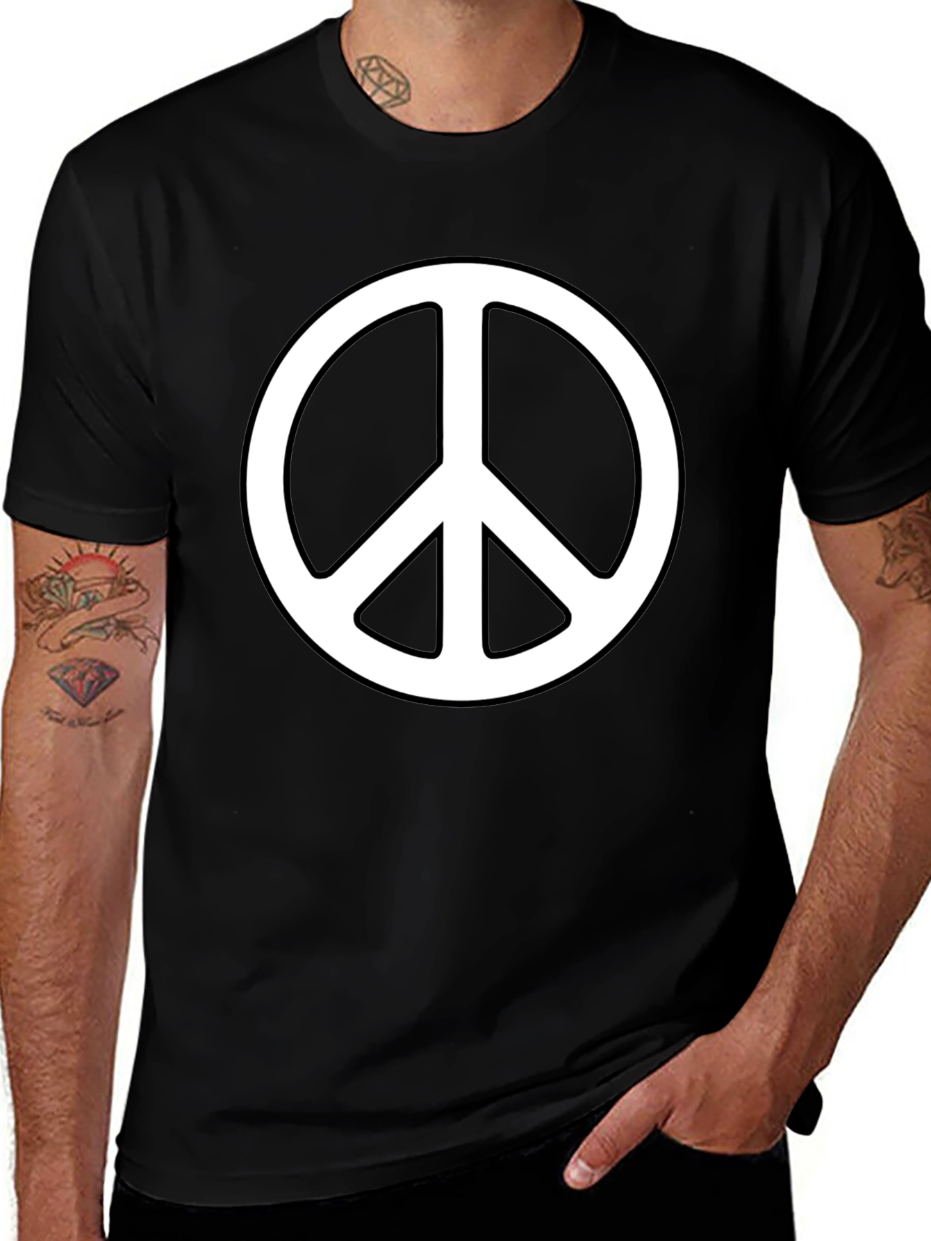 Variant 5 of Peace Symbol Graphic Tee - Black