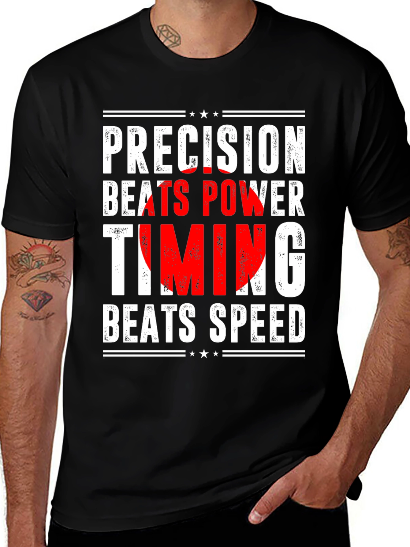 Variant 25 of Precision Beats Power T-Shirt - Timing Beats Speed