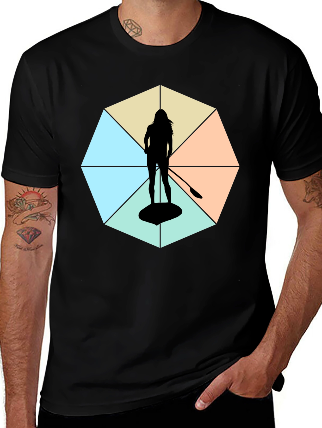 Variant 23 of Paddle Boarding Silhouette Graphic Tee - Black
