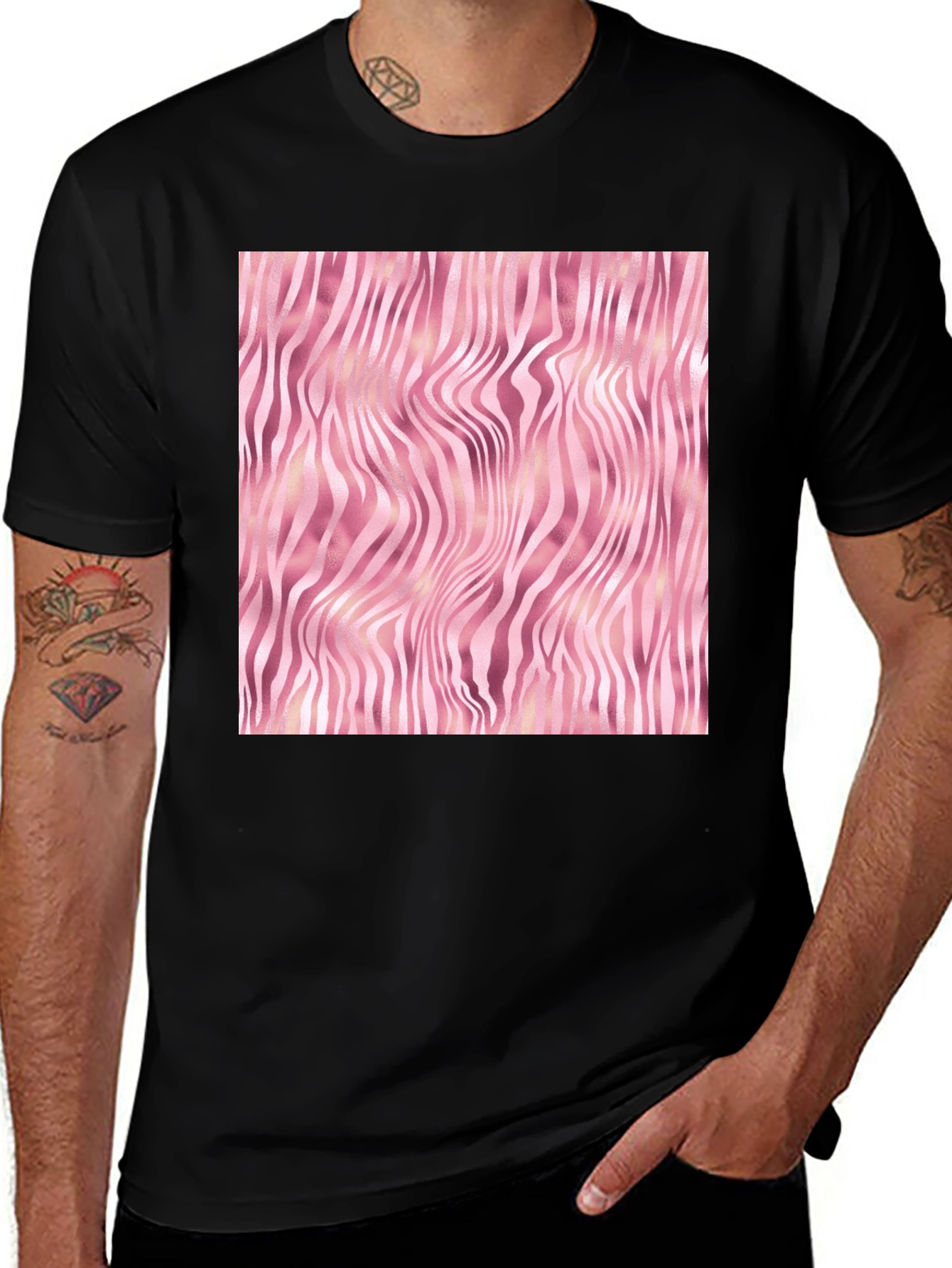 Variant 19 of Pink Zebra Stripe Graphic Tee