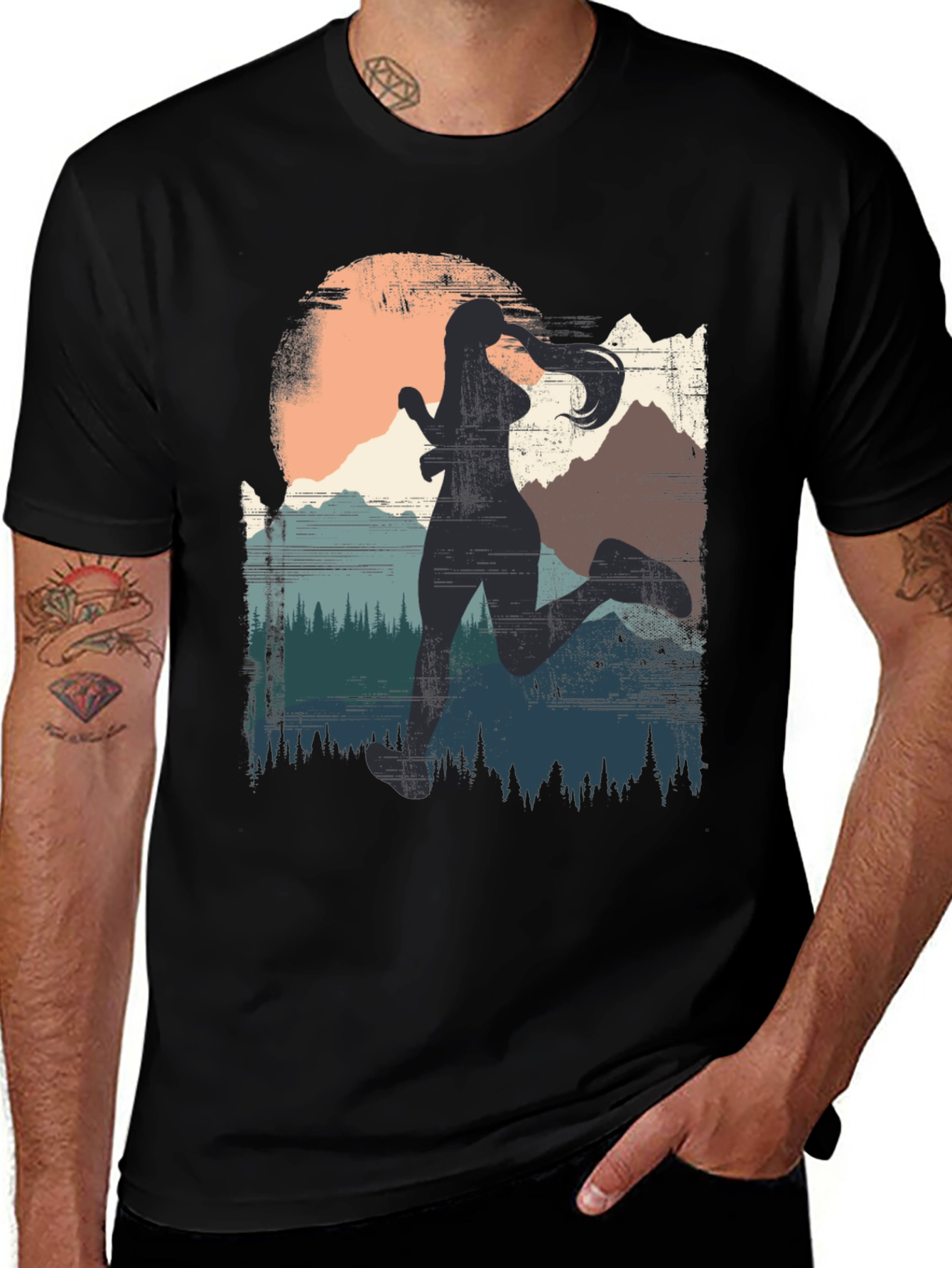 Variant 2 of Women's Trail Running T-Shirt - Mountain Silhouette