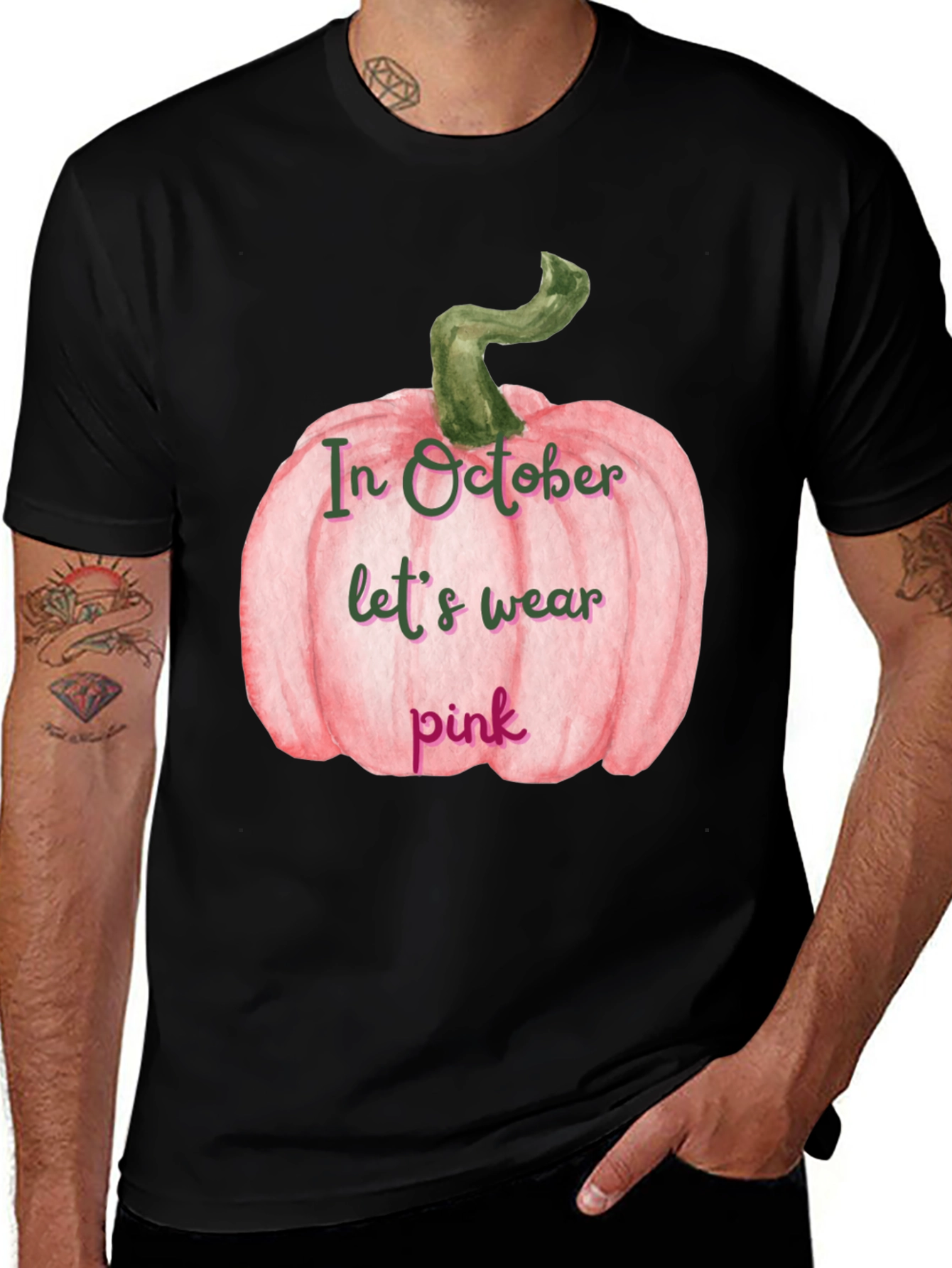 Variant 2 of Pink Pumpkin Breast Cancer Awareness T-Shirt