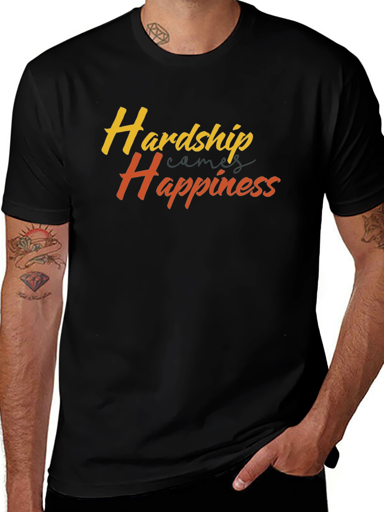 Black Hardship Happiness Graphic Tee - Comfort Fit main image