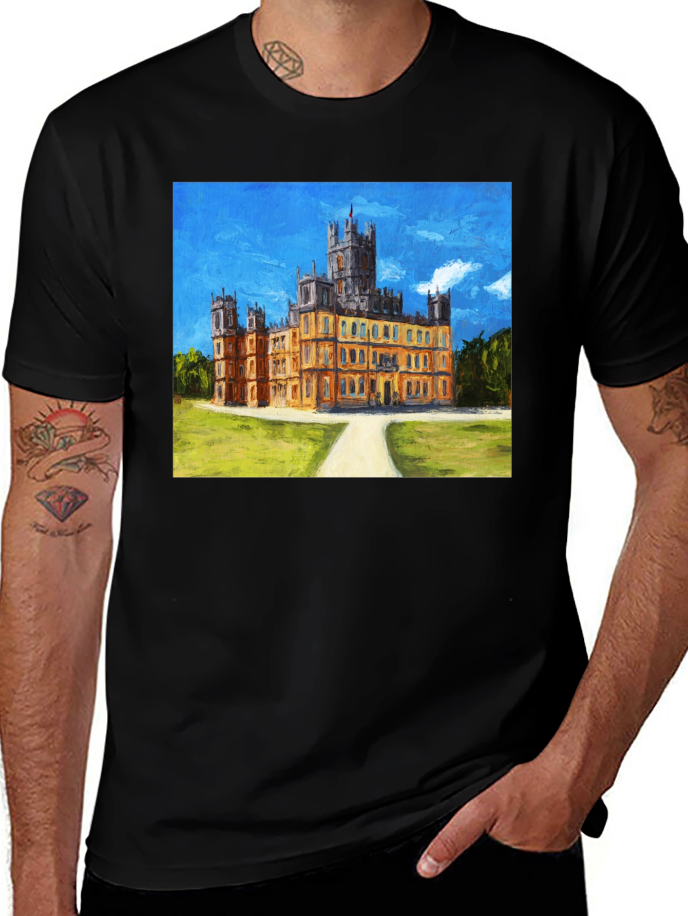 Variant 21 of Castle Print Black T-Shirt
