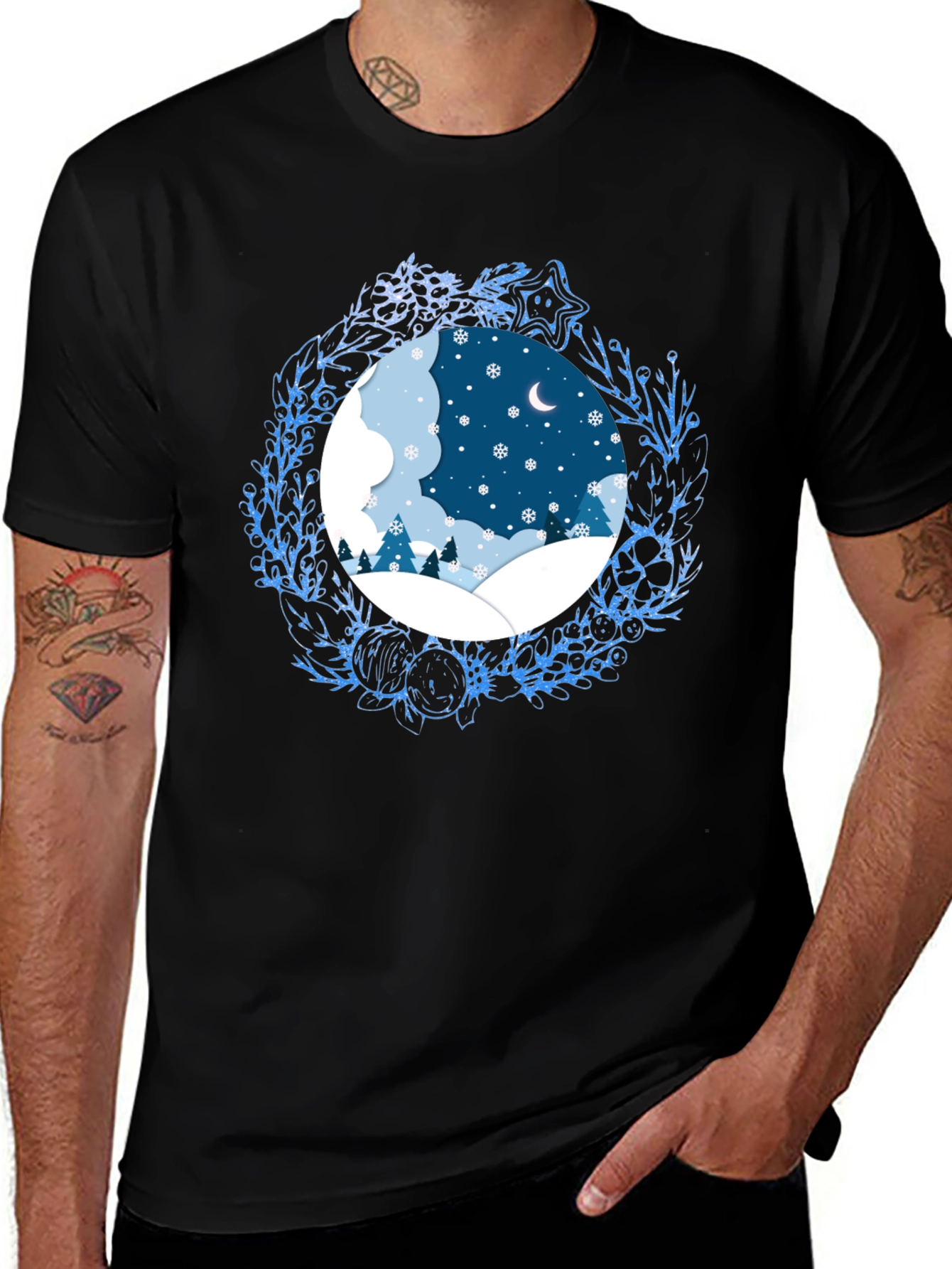 Variant 17 of Winter Scene Graphic Tee - Festive Holiday Apparel