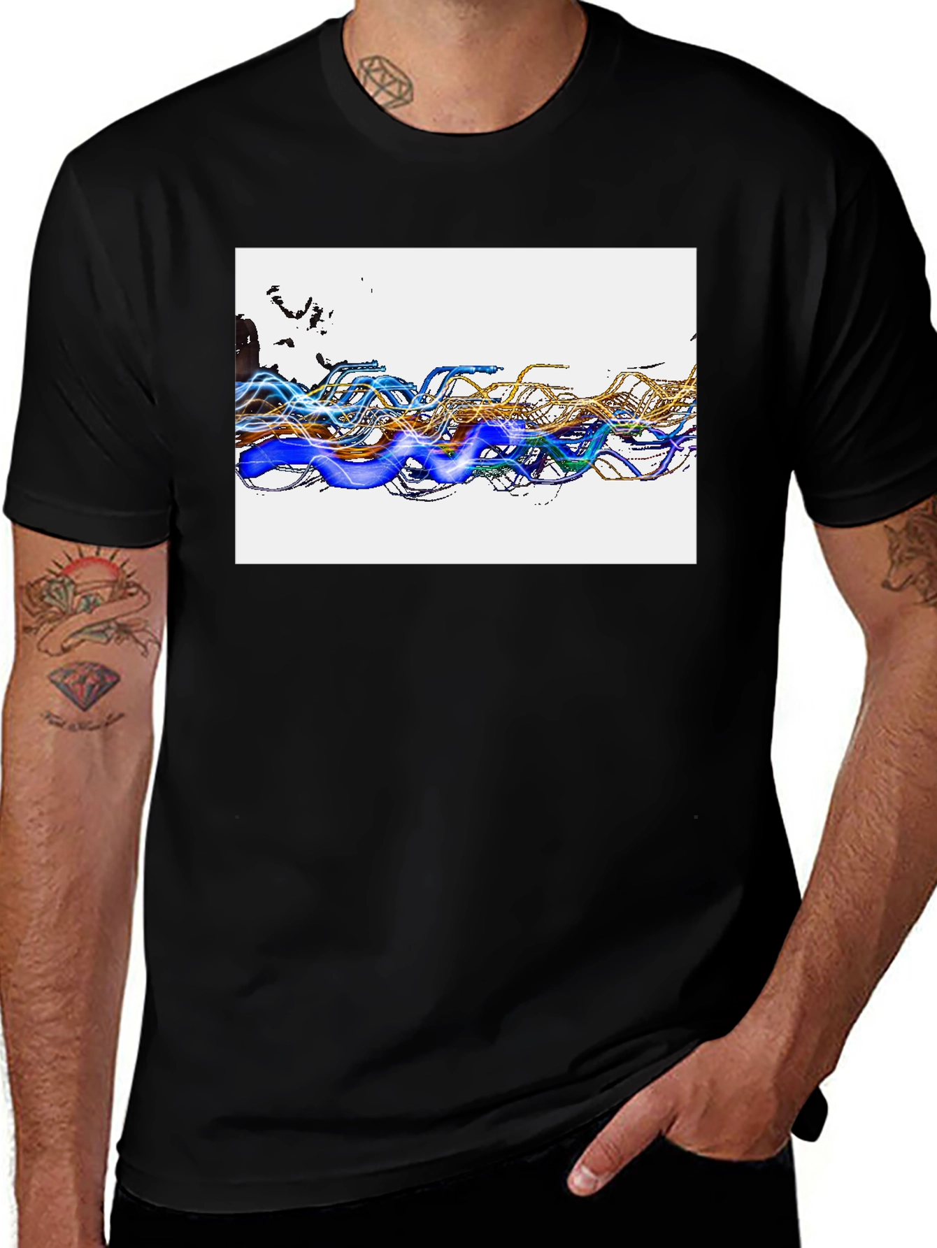 Variant 6 of Abstract Wave Graphic Black T-Shirt