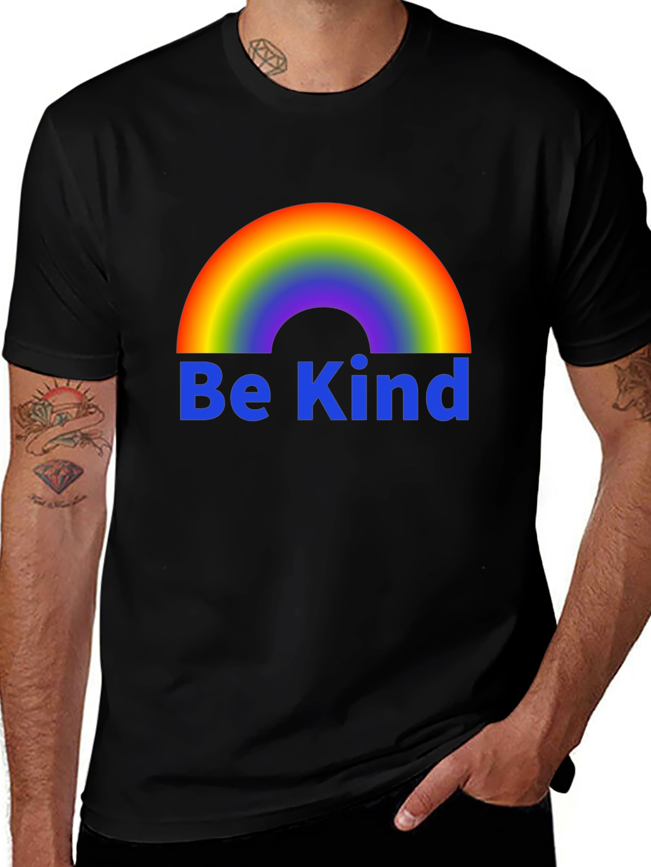 Variant 18 of Be Kind Rainbow Graphic T-Shirt - Black