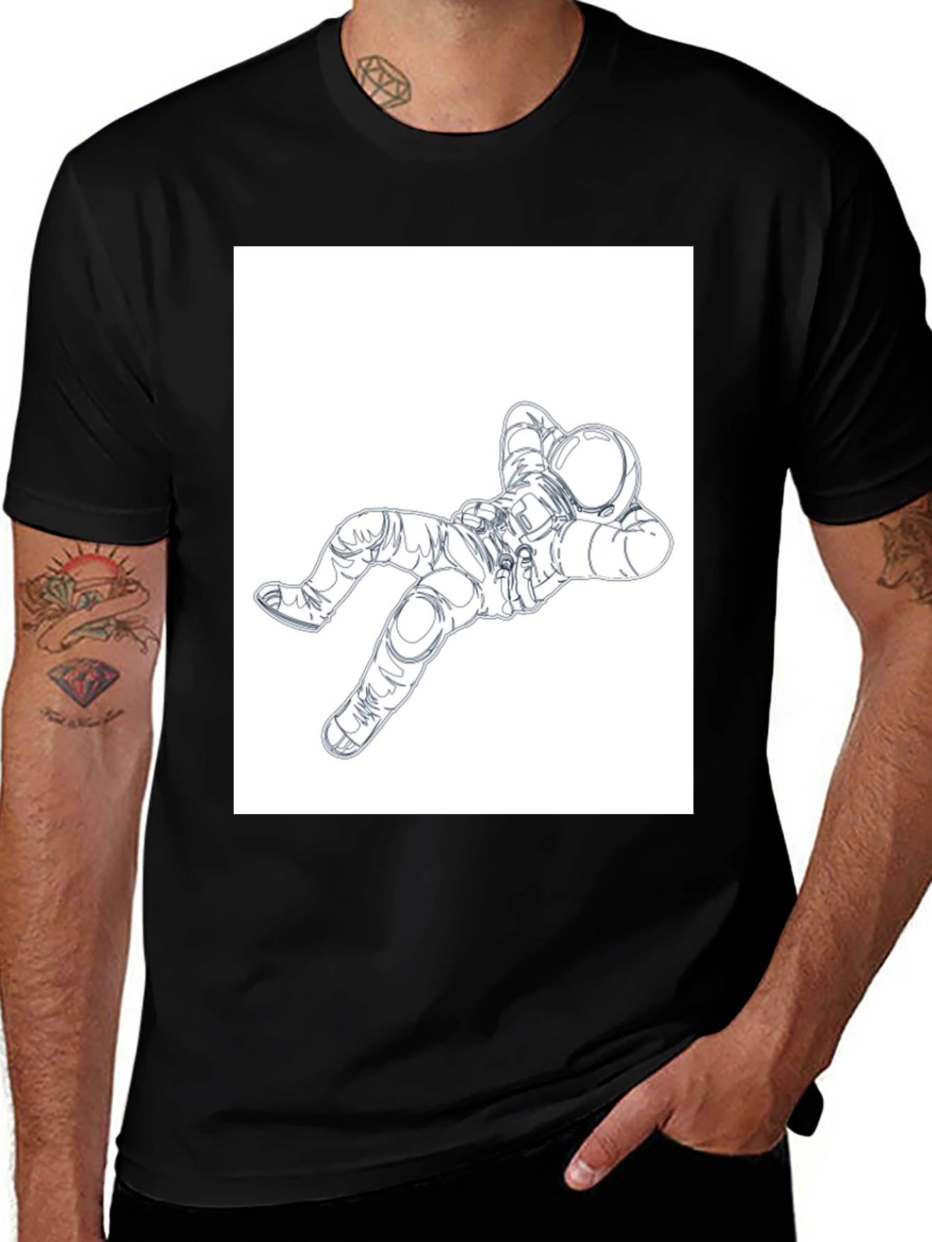 Variant 10 of Astronaut Graphic Print Tee - Relaxed Space Traveler